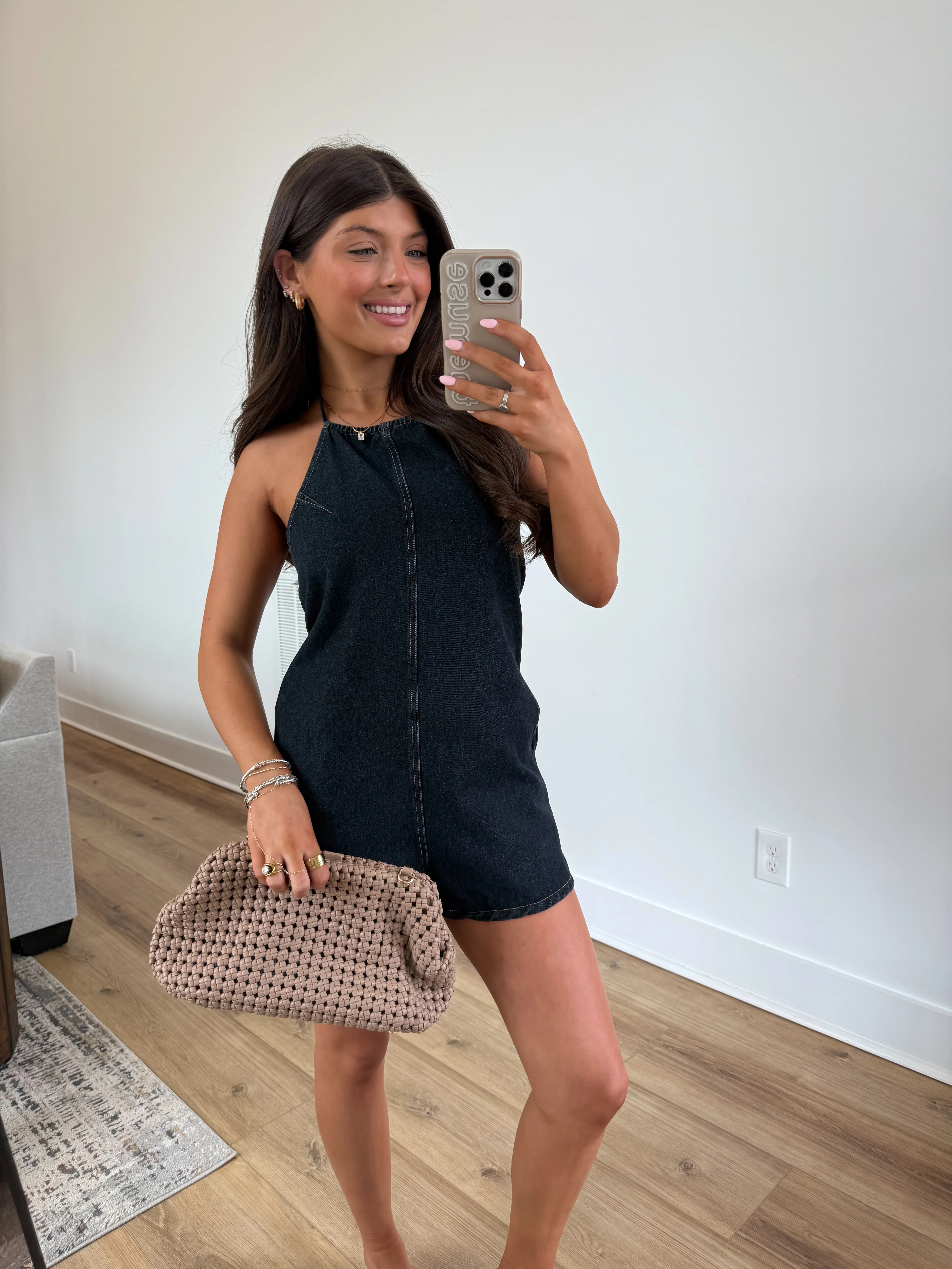 Dark Wash Denim Romper