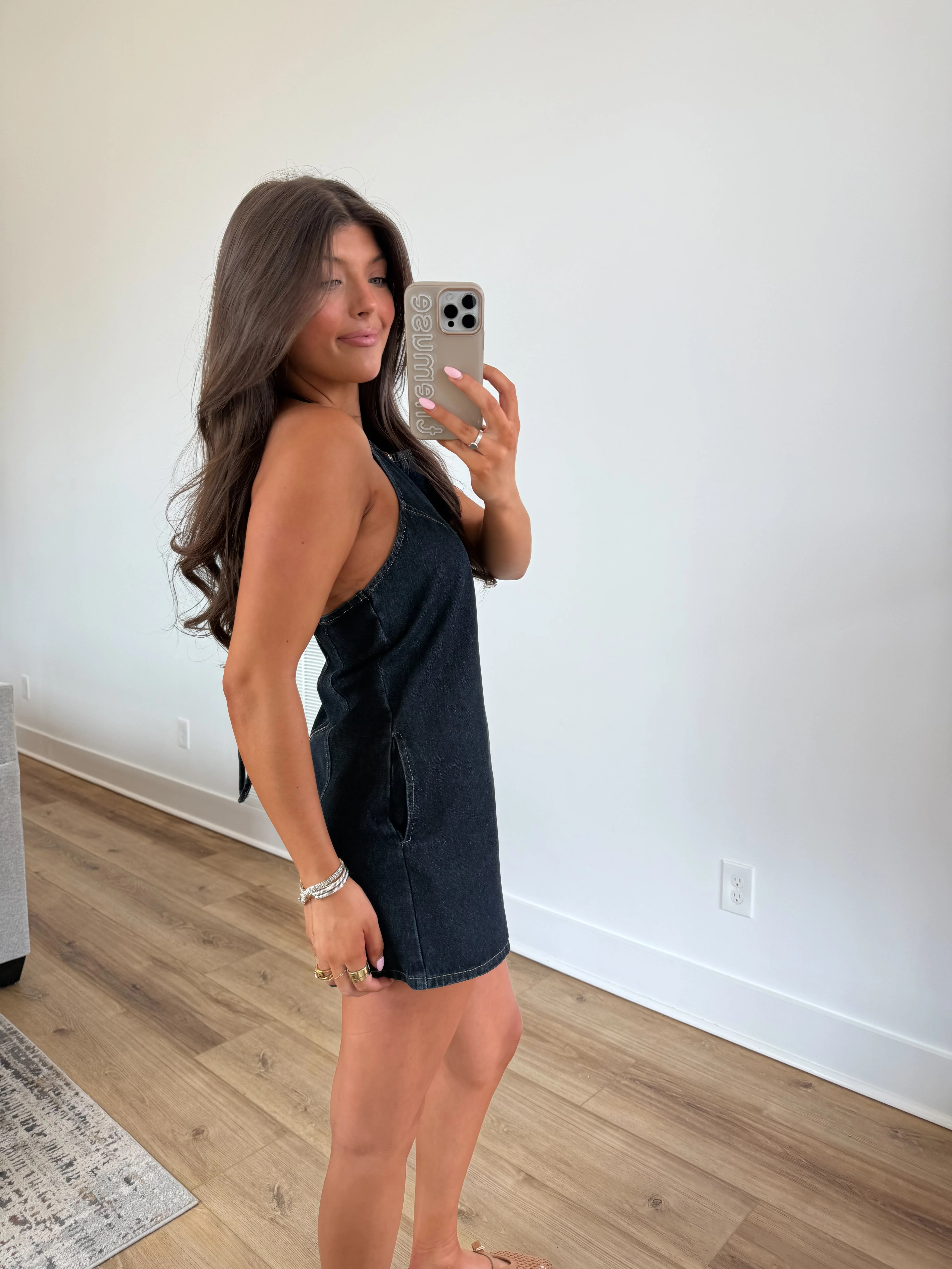 Dark Wash Denim Romper - Image 3