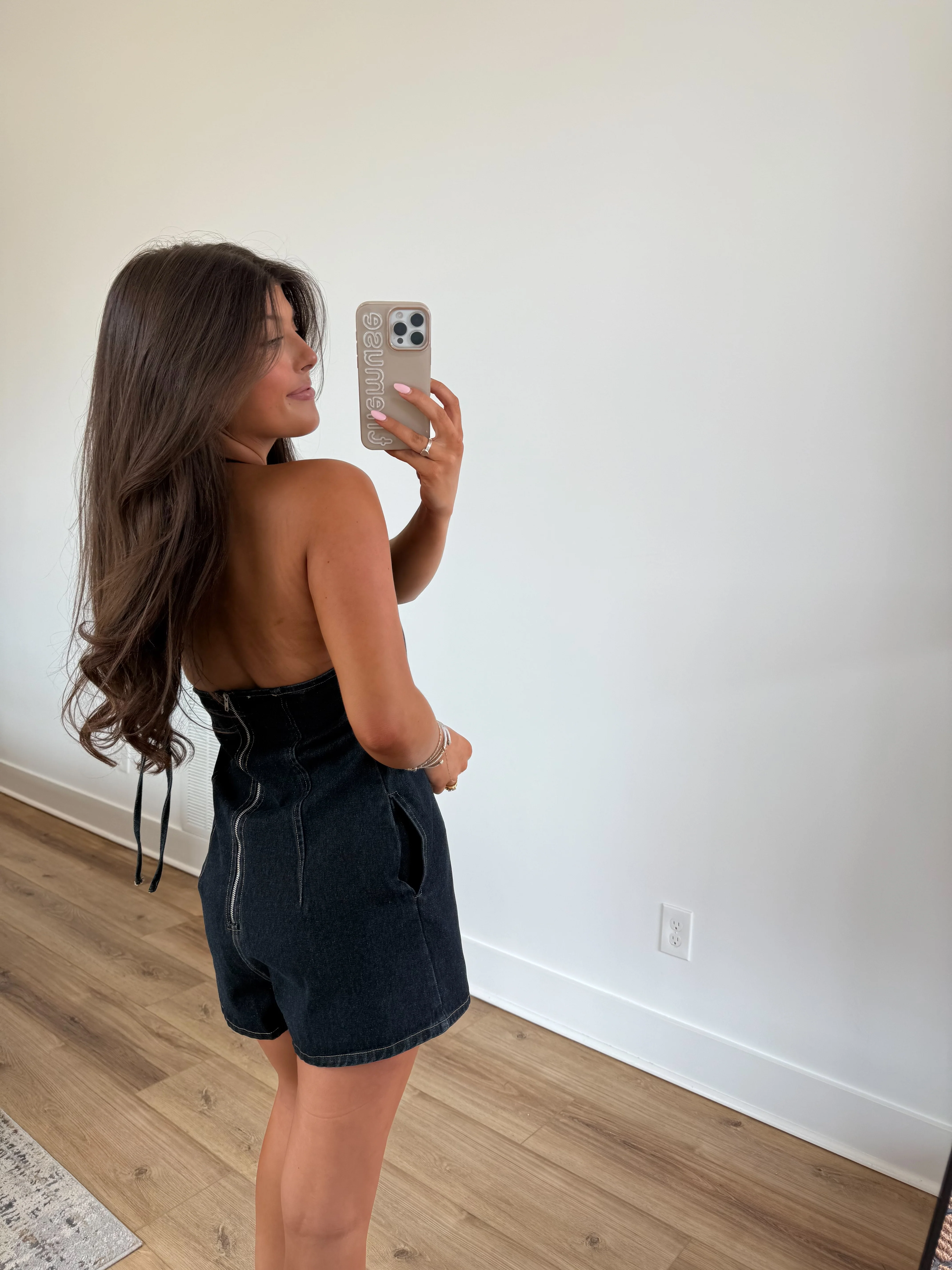 Dark Wash Denim Romper - Image 5