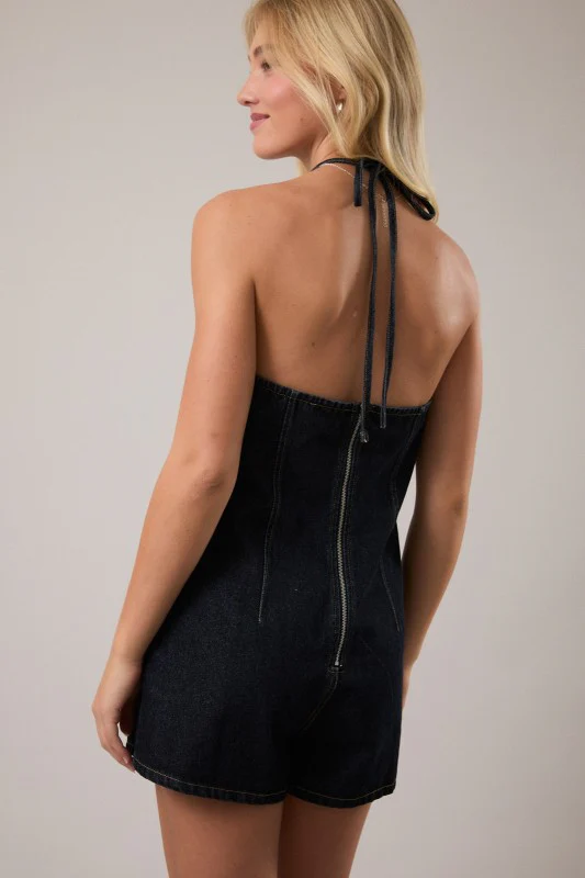 Dark Wash Denim Romper - Image 7