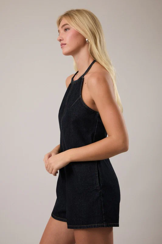 Dark Wash Denim Romper - Image 8