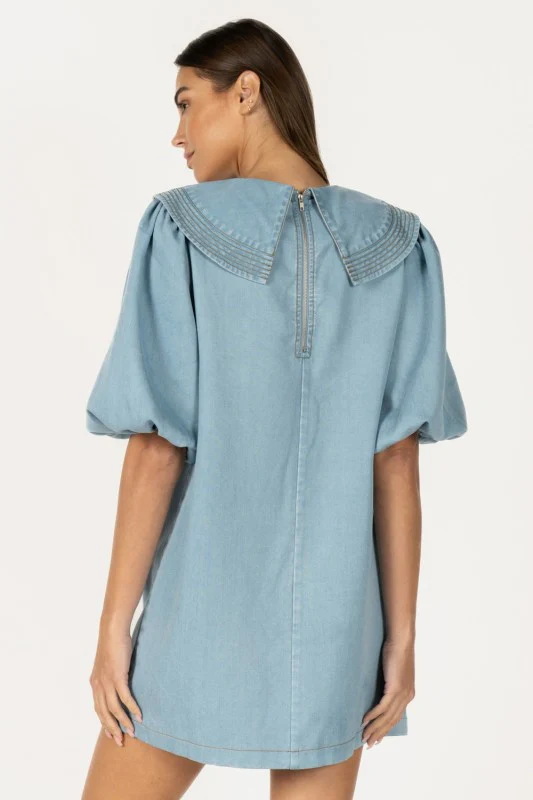 Denim Collar Mini Dress - Image 6