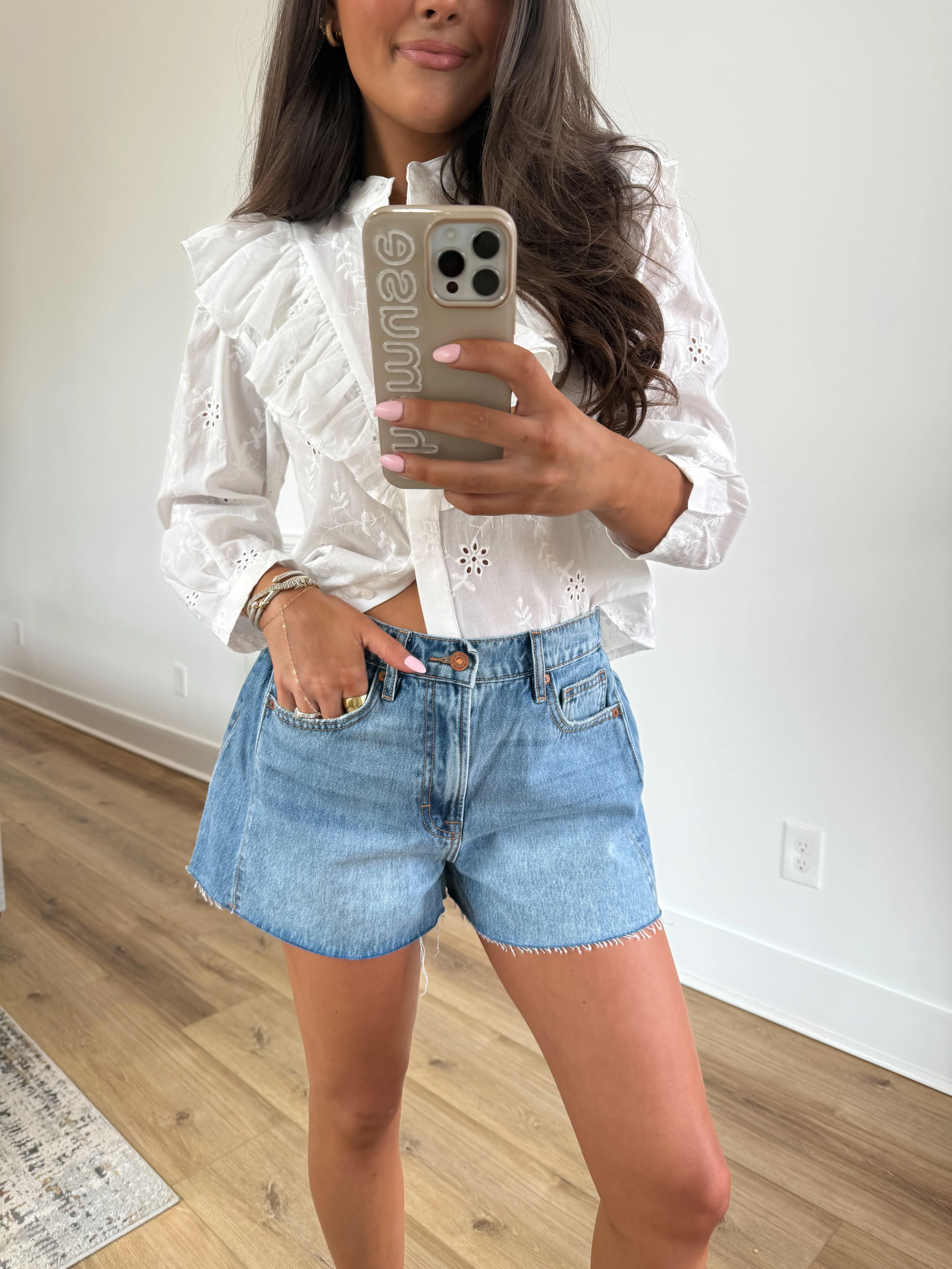 Denim Flare Shorts (Restock) - Image 2