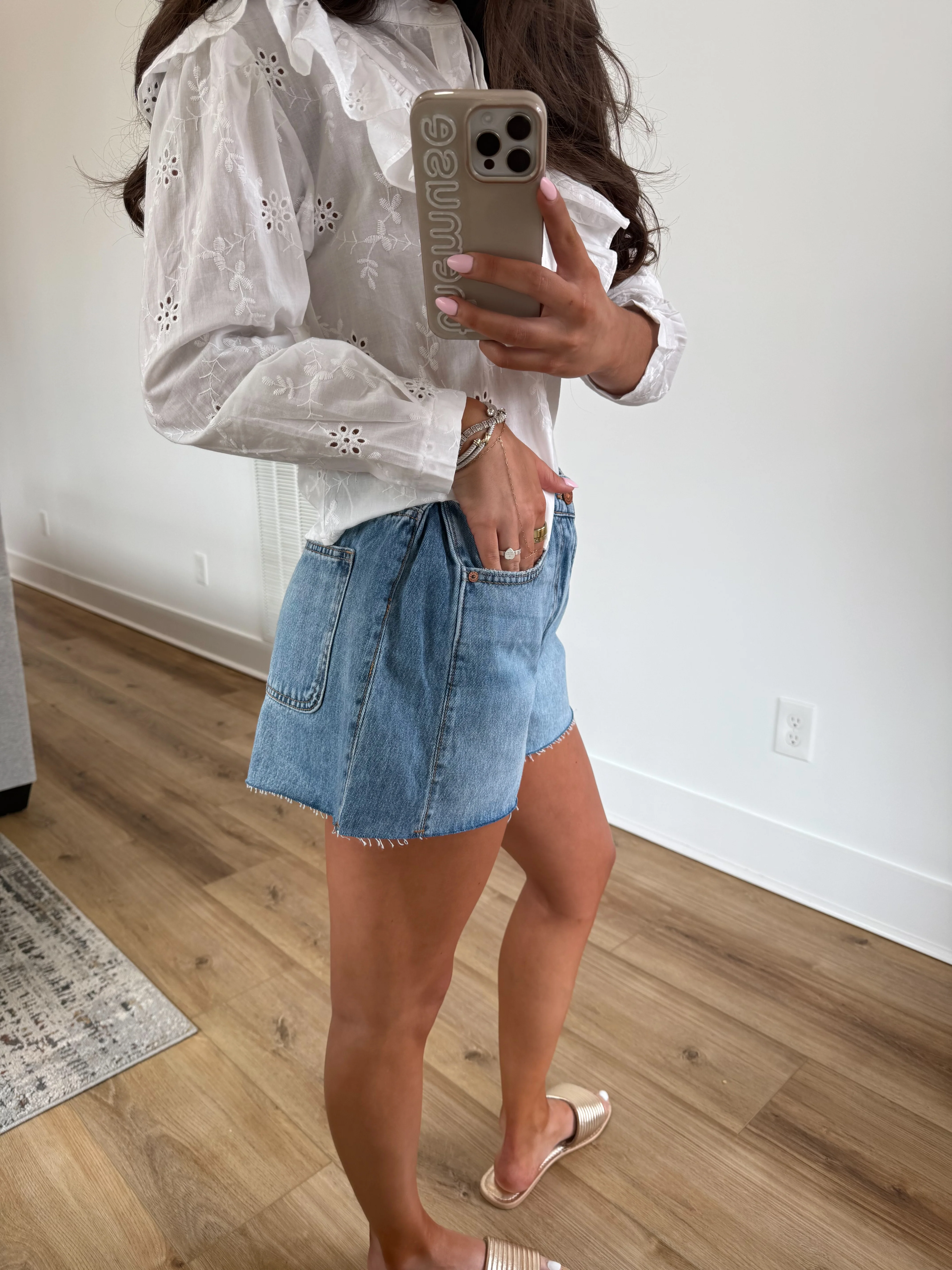 Denim Flare Shorts (Restock) - Image 3