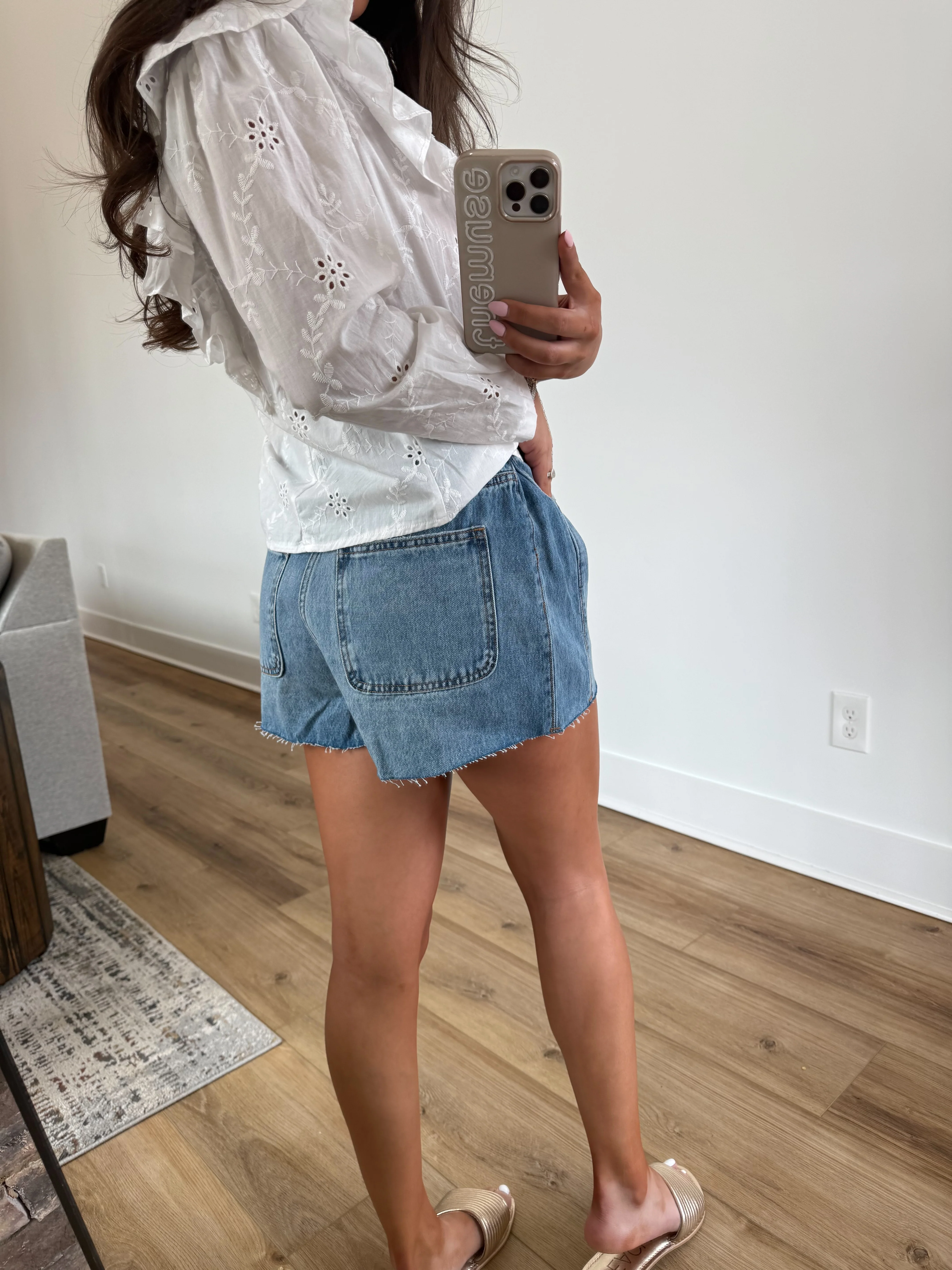 Denim Flare Shorts (Restock) - Image 4