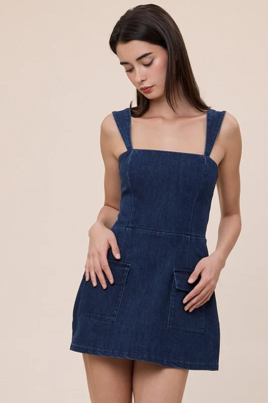 Denim Mini Dress (Dark Wash) - Image 7