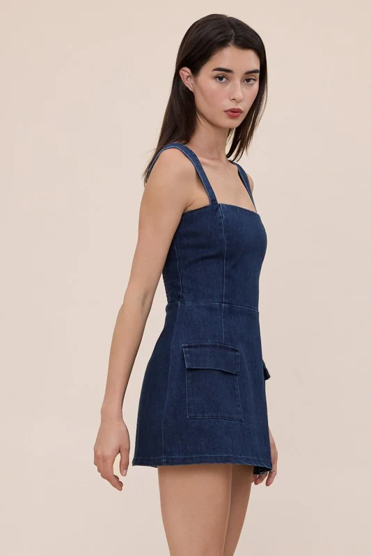 Denim Mini Dress (Dark Wash) - Image 8