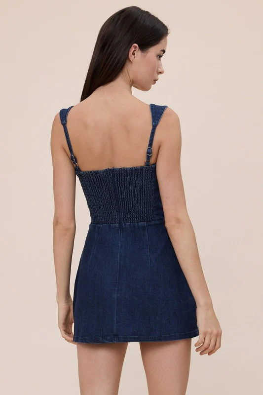 Denim Mini Dress (Dark Wash) - Image 9
