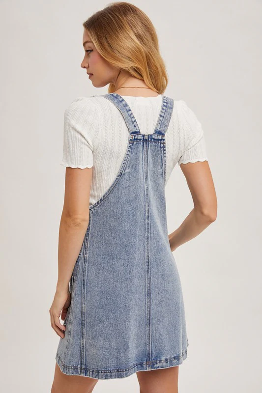 Denim Overall Mini Dress - Image 11