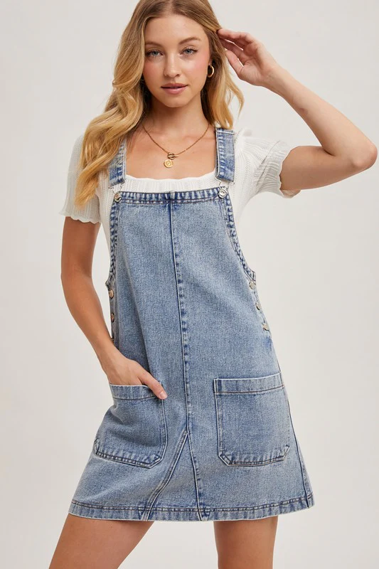 Denim Overall Mini Dress - Image 9