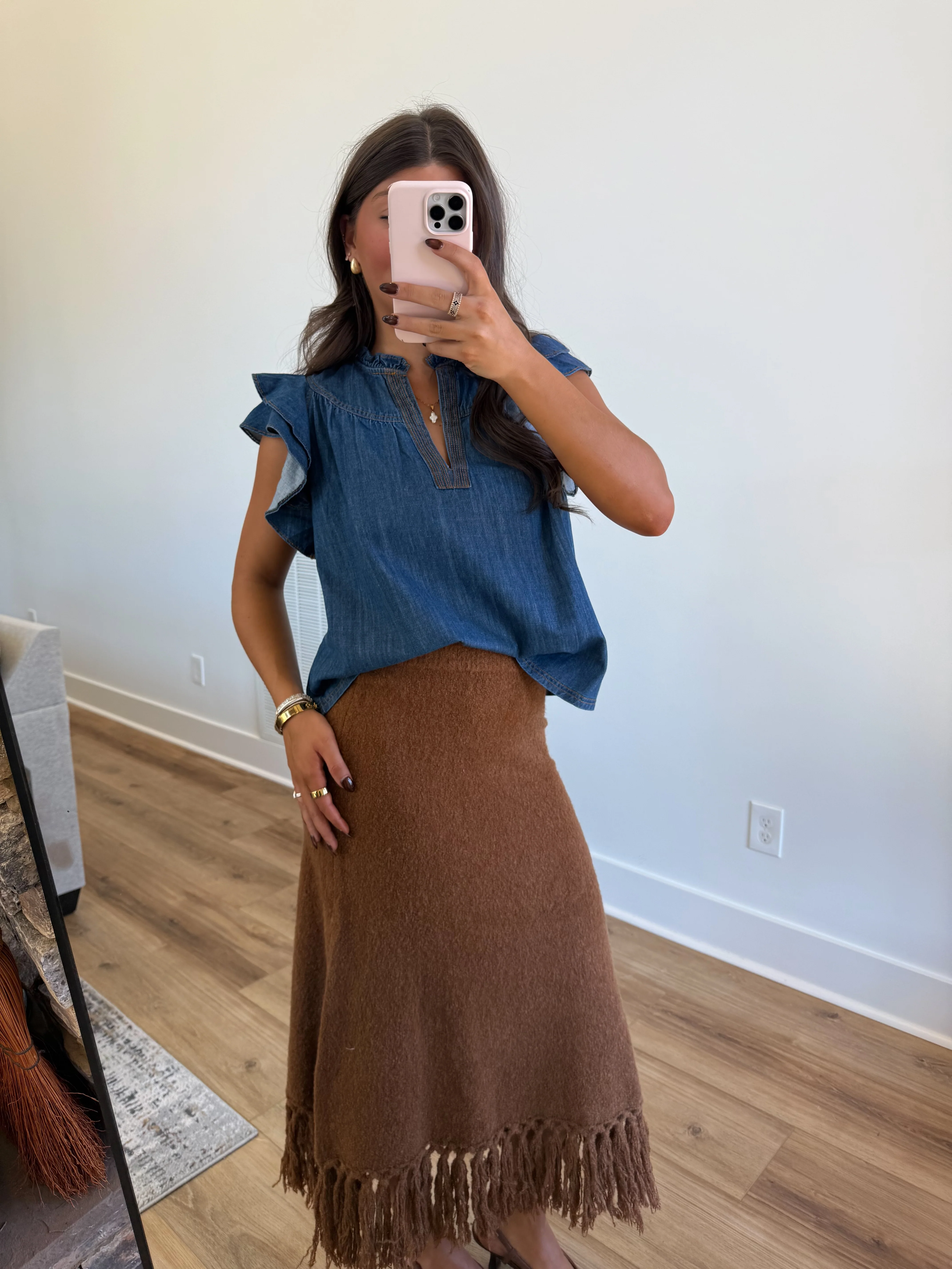 Denim Ruffle Top - Image 2