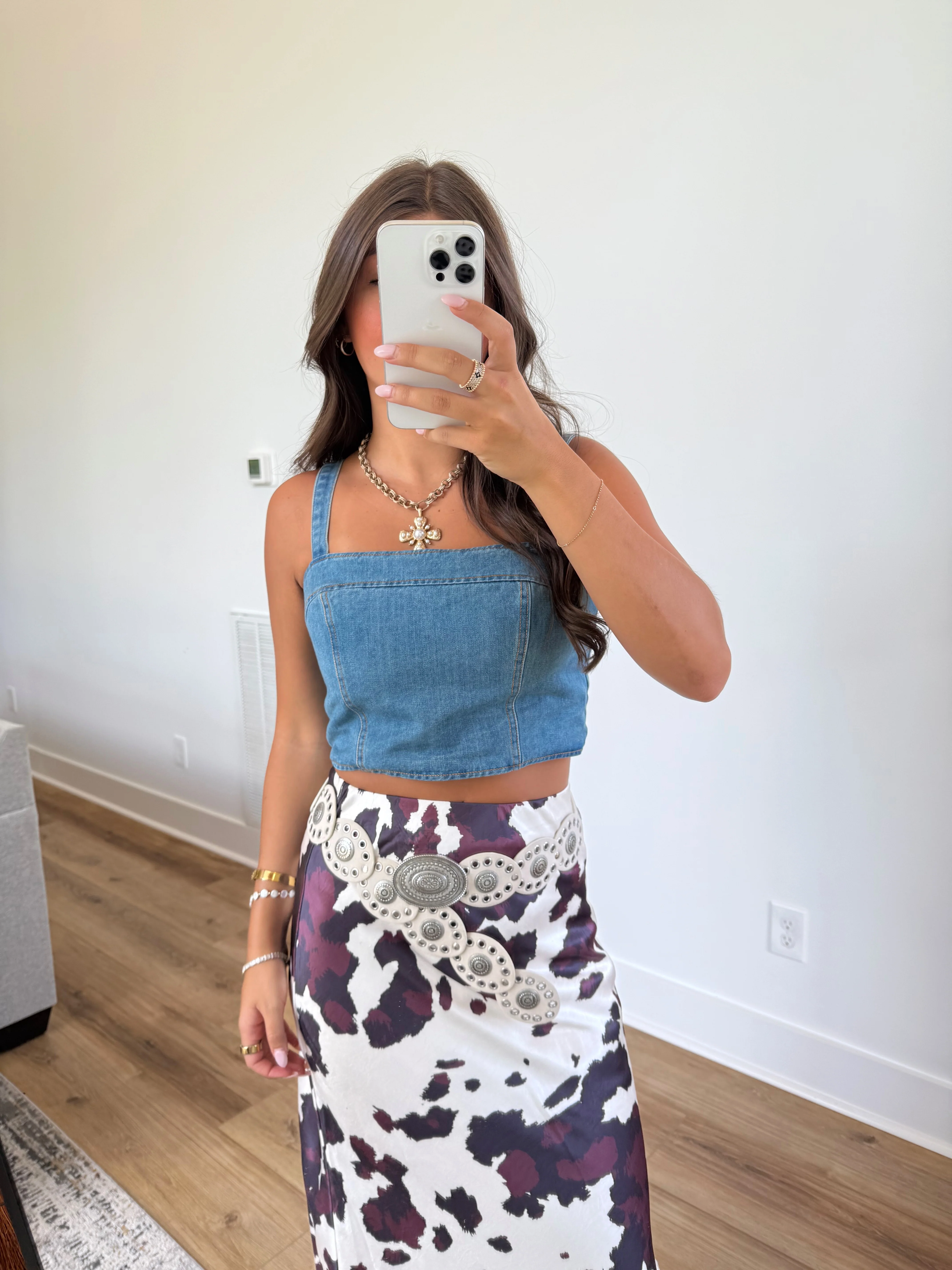 Denim Square Neck Top - Image 3