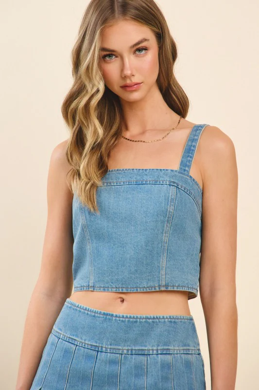 Denim Square Neck Top - Image 6