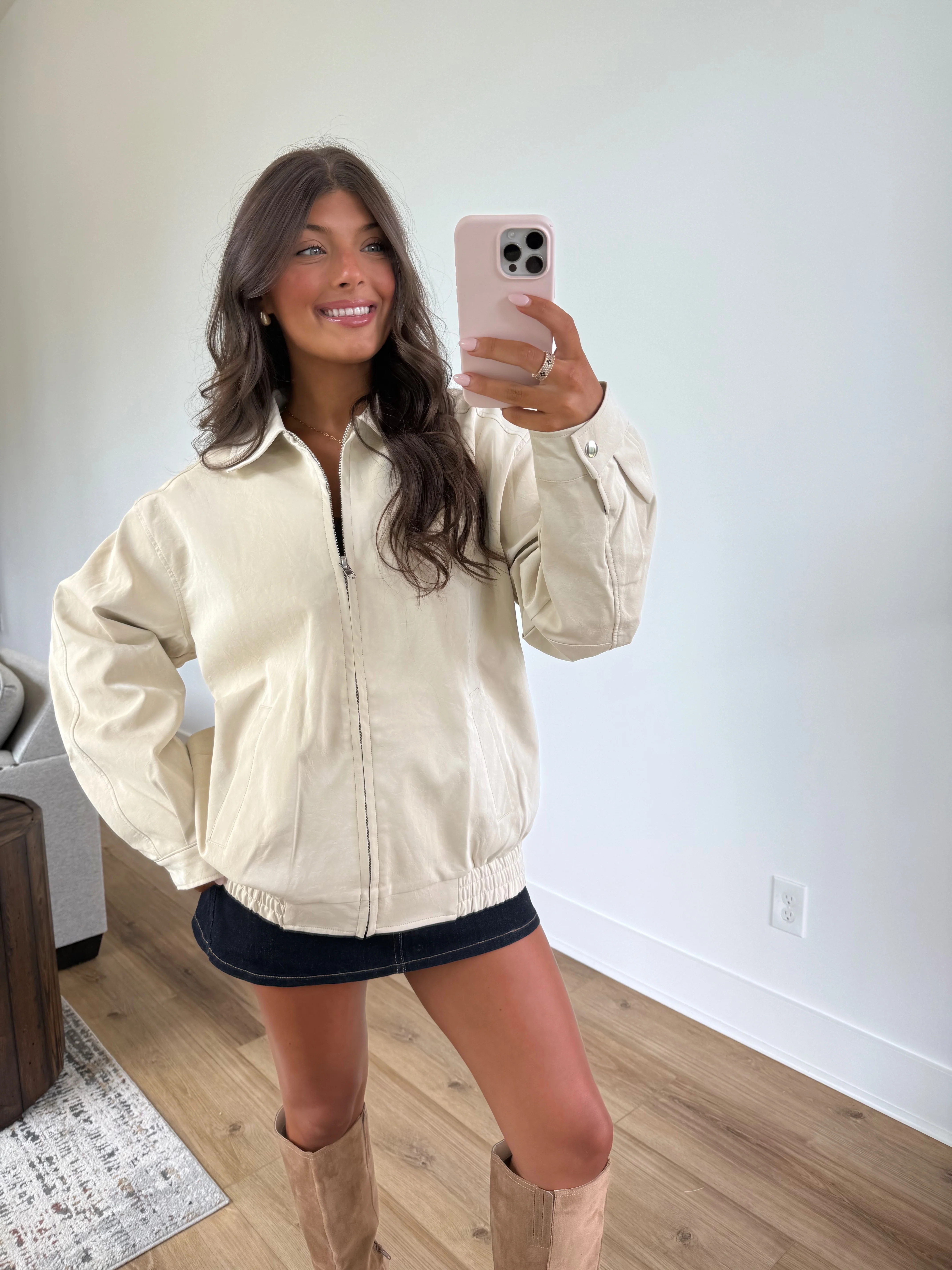 Ecru Leather Jacket