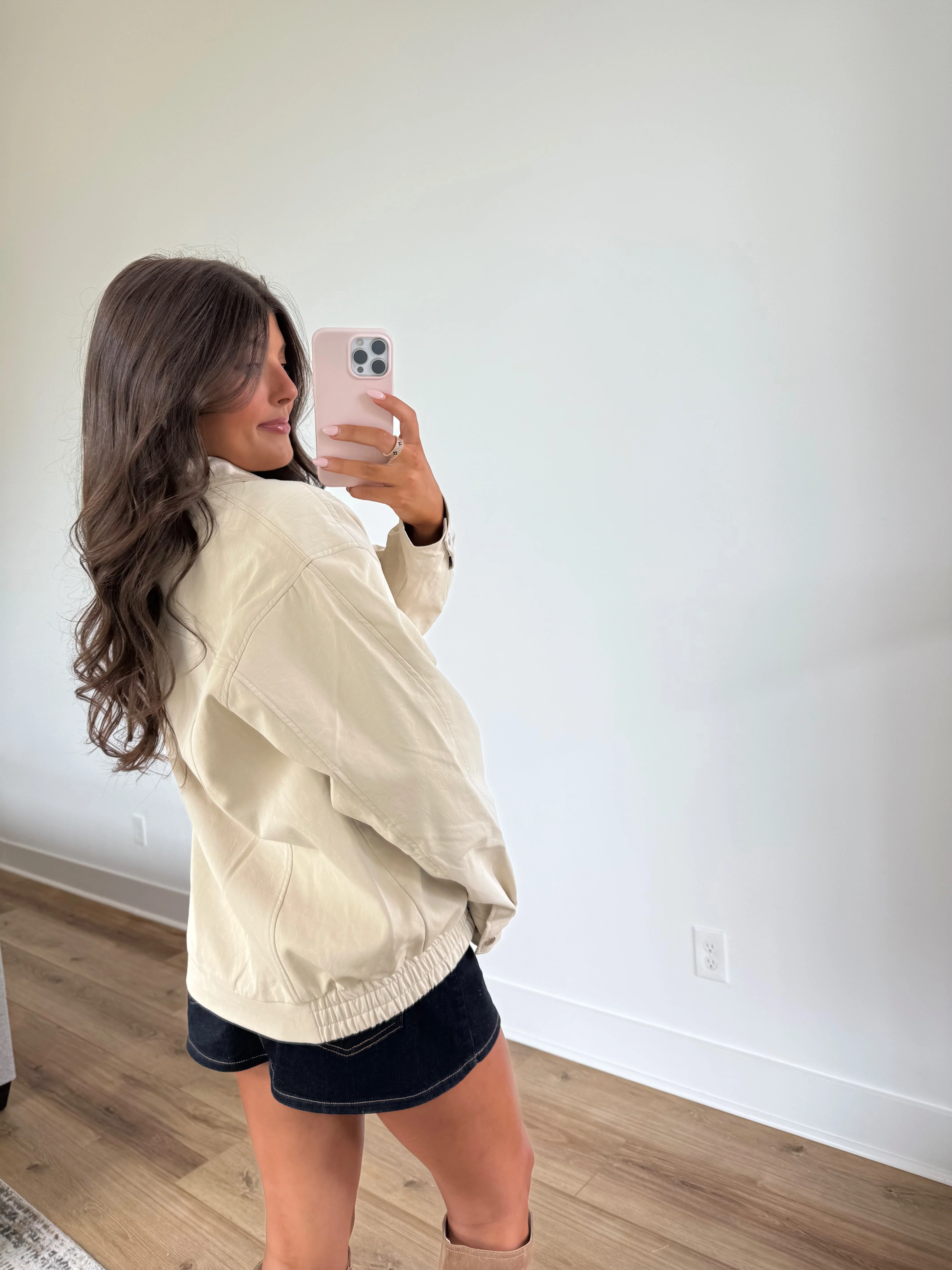 Ecru Leather Jacket - Image 3