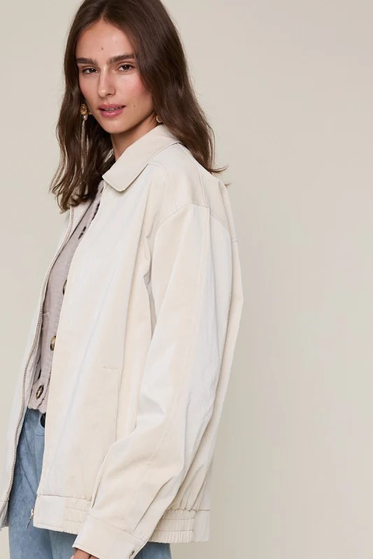 Ecru Leather Jacket - Image 6