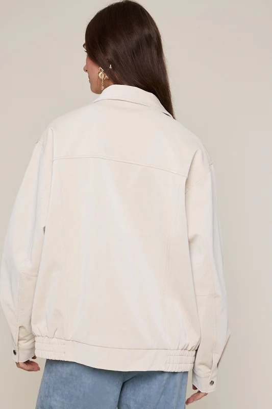 Ecru Leather Jacket - Image 7