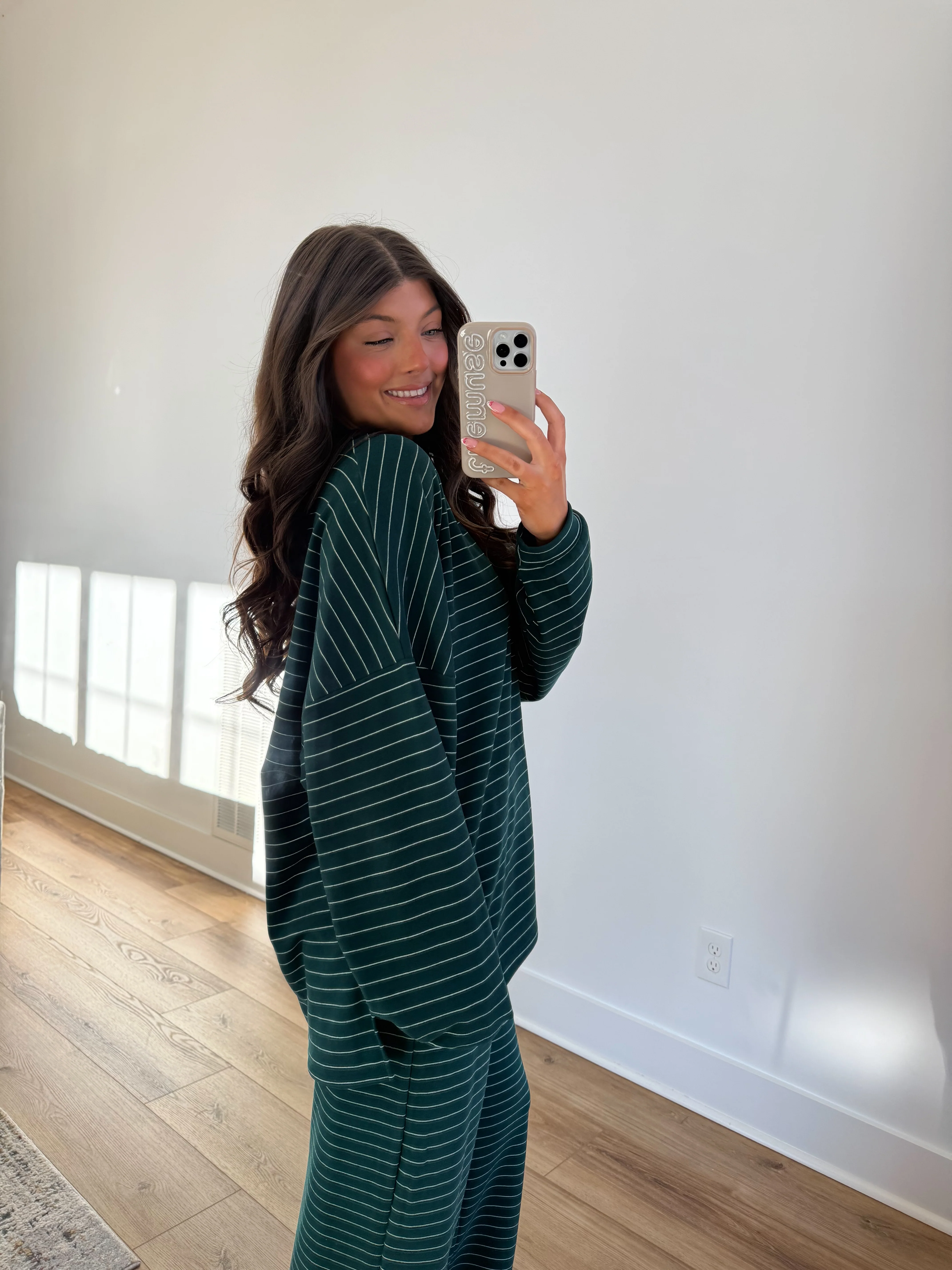 Elsie Fleece Pullover (Green/White) - Image 2