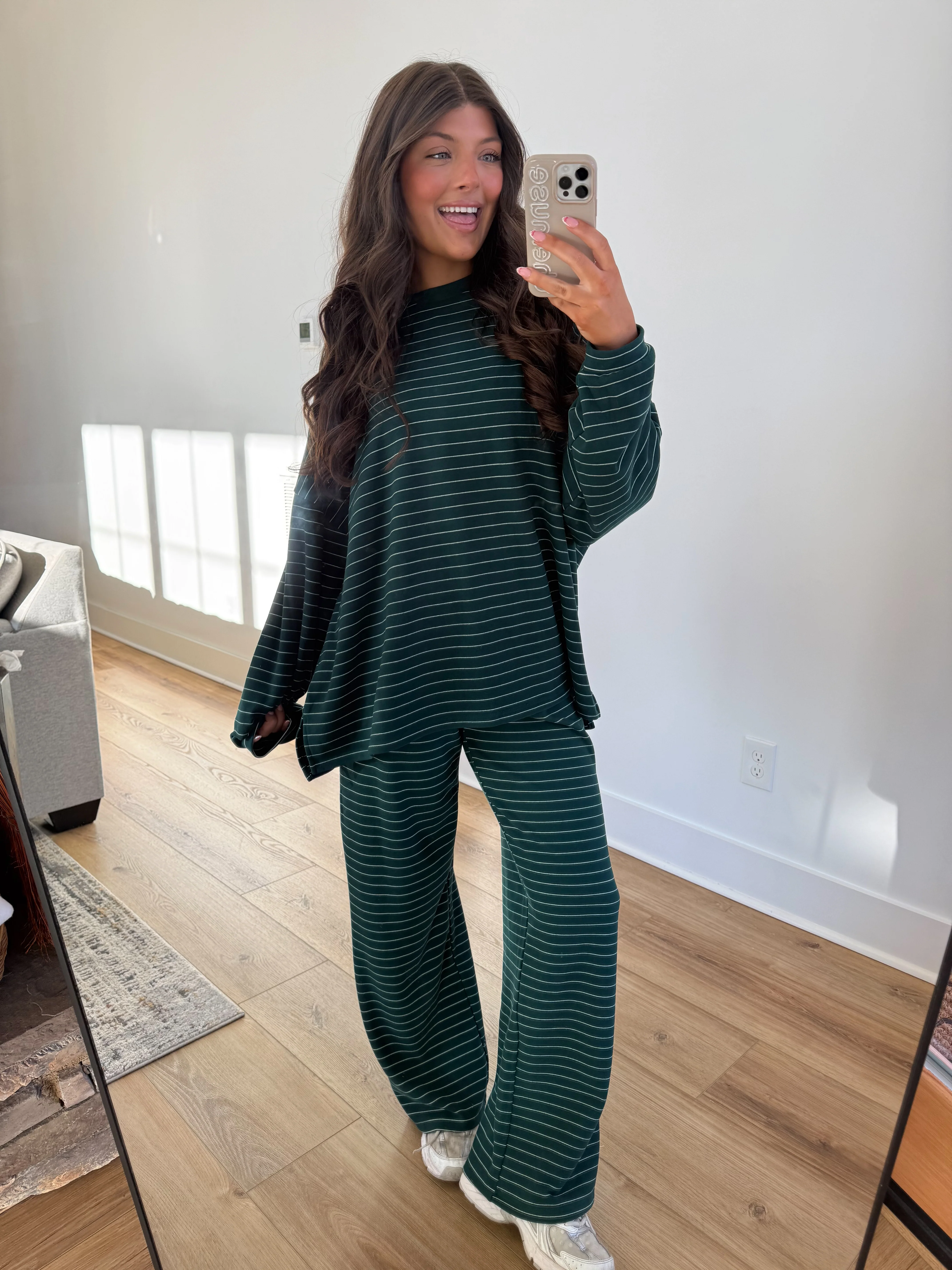 Elsie Fleece Pullover (Green/White) - Image 3