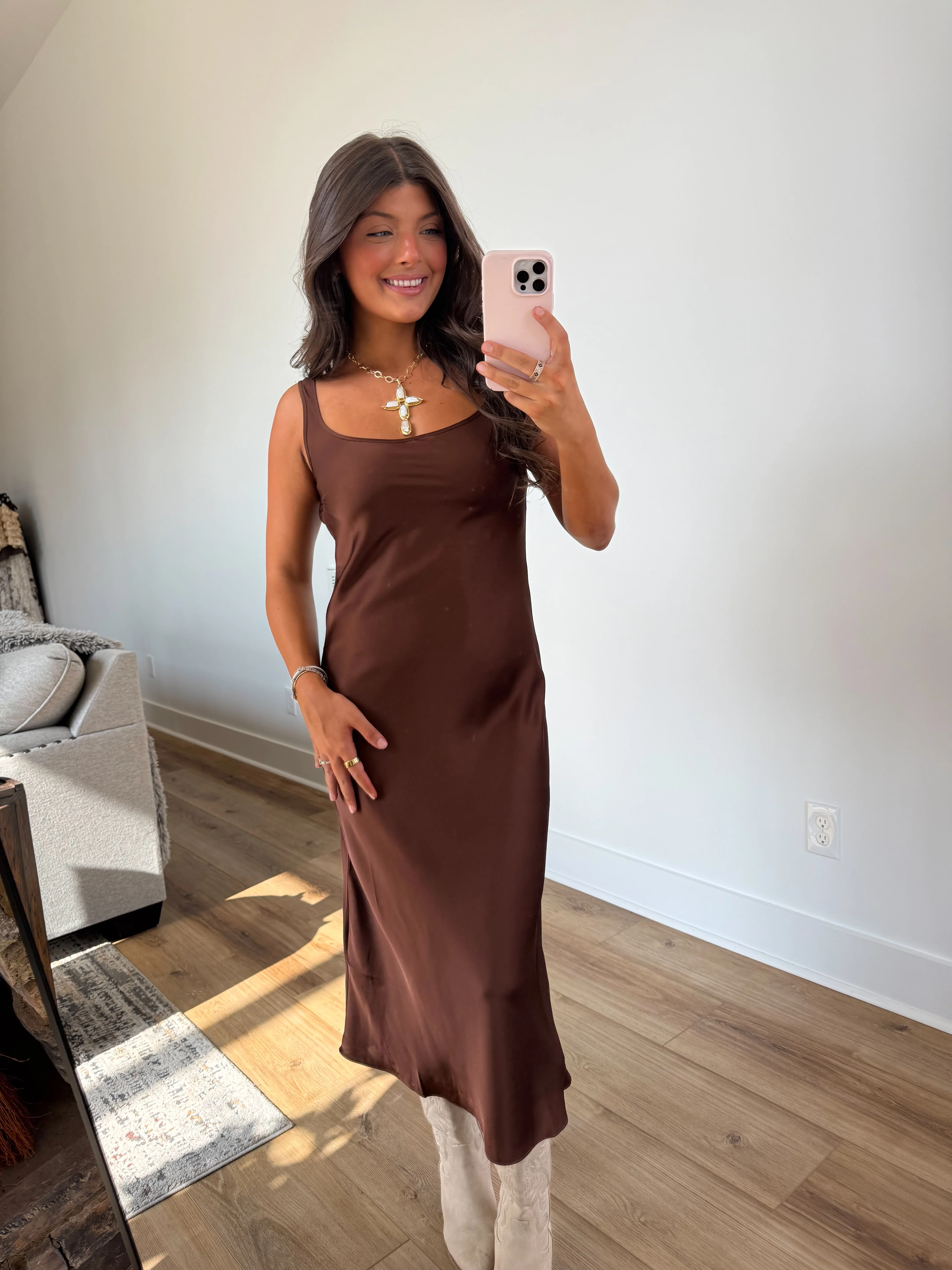 Espresso Slip Dress - Image 5