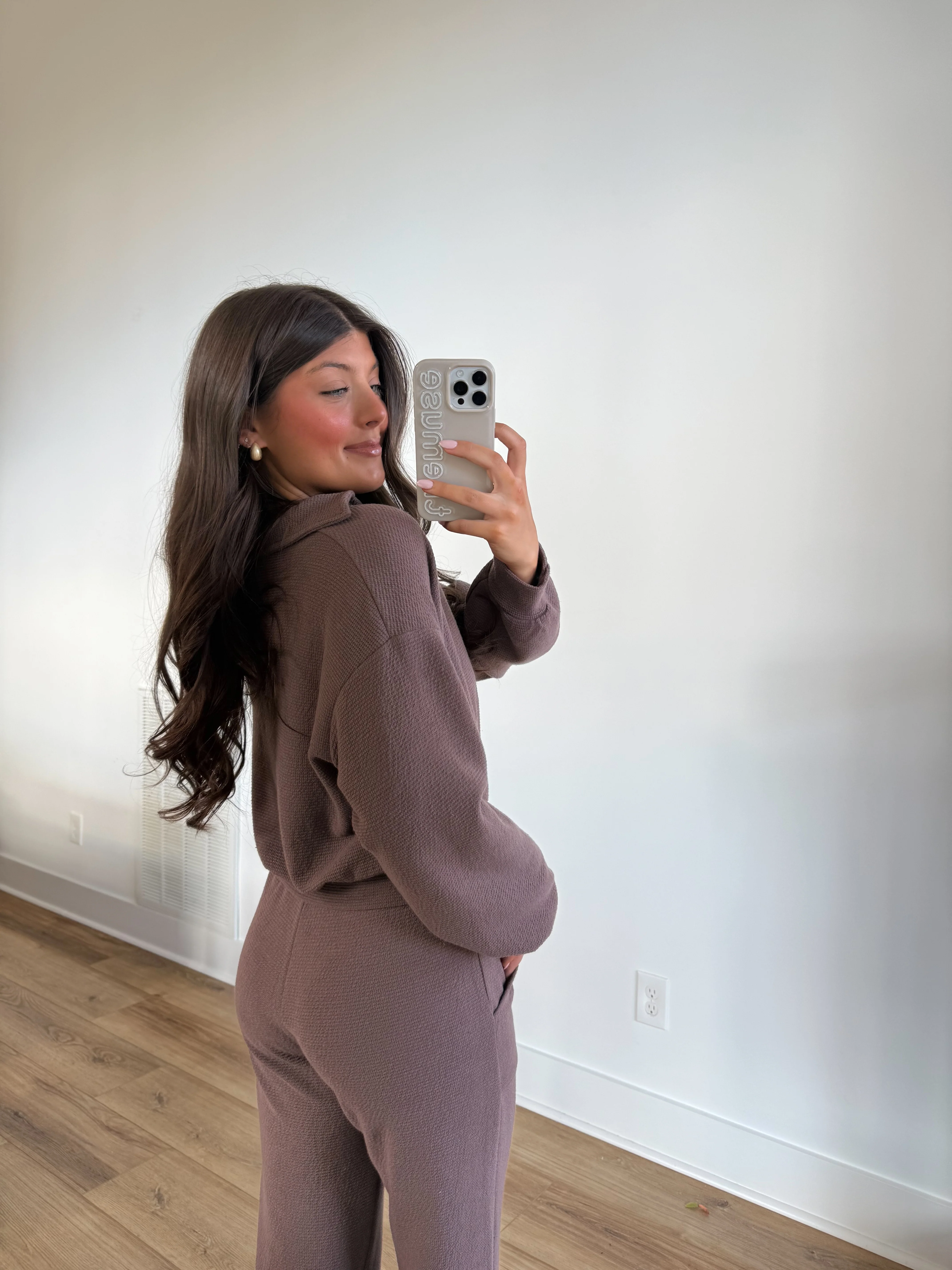 Essential Lounge Collared Top (Brown) - Image 2