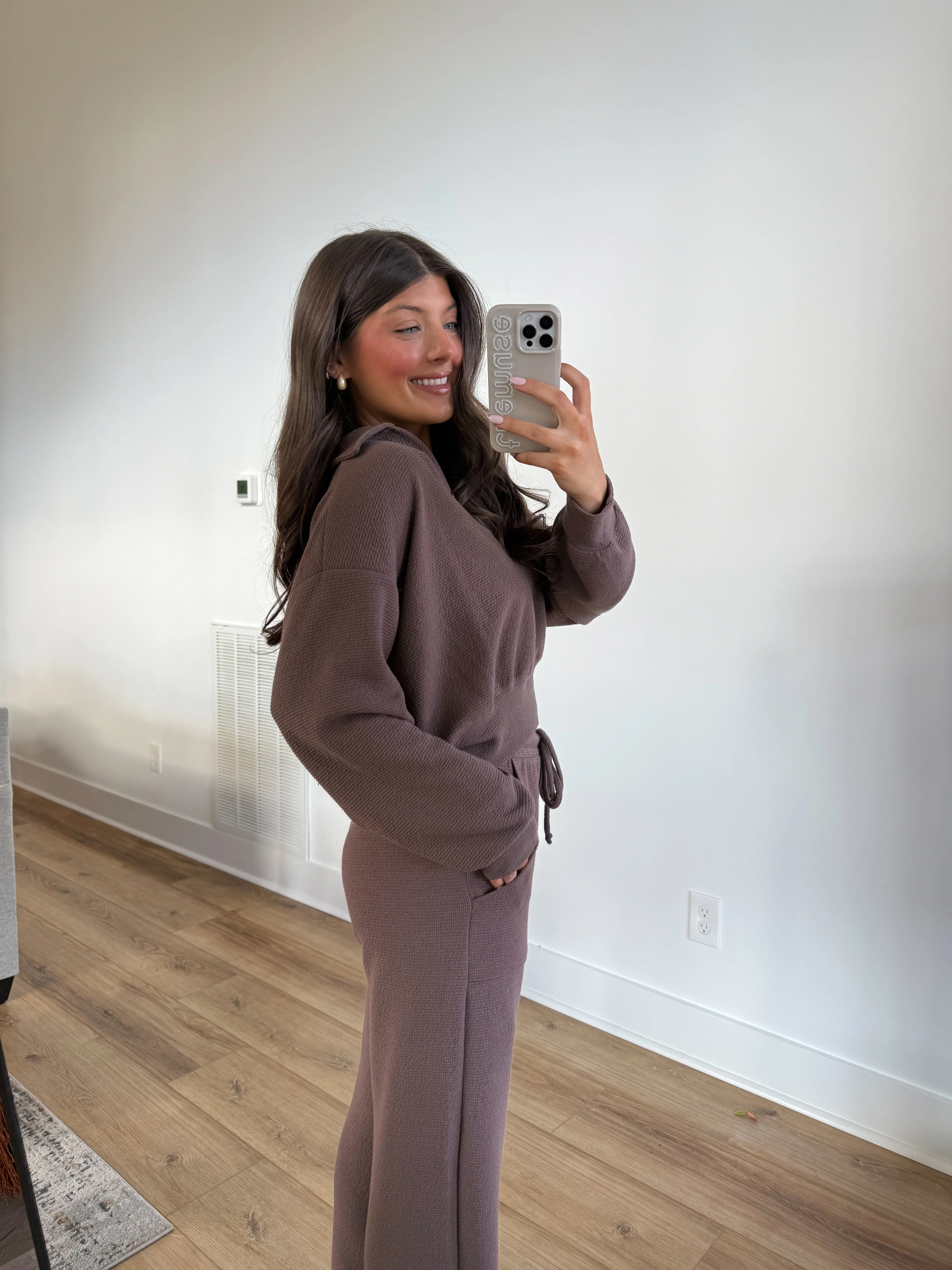 Essential Lounge Collared Top (Brown) - Image 3