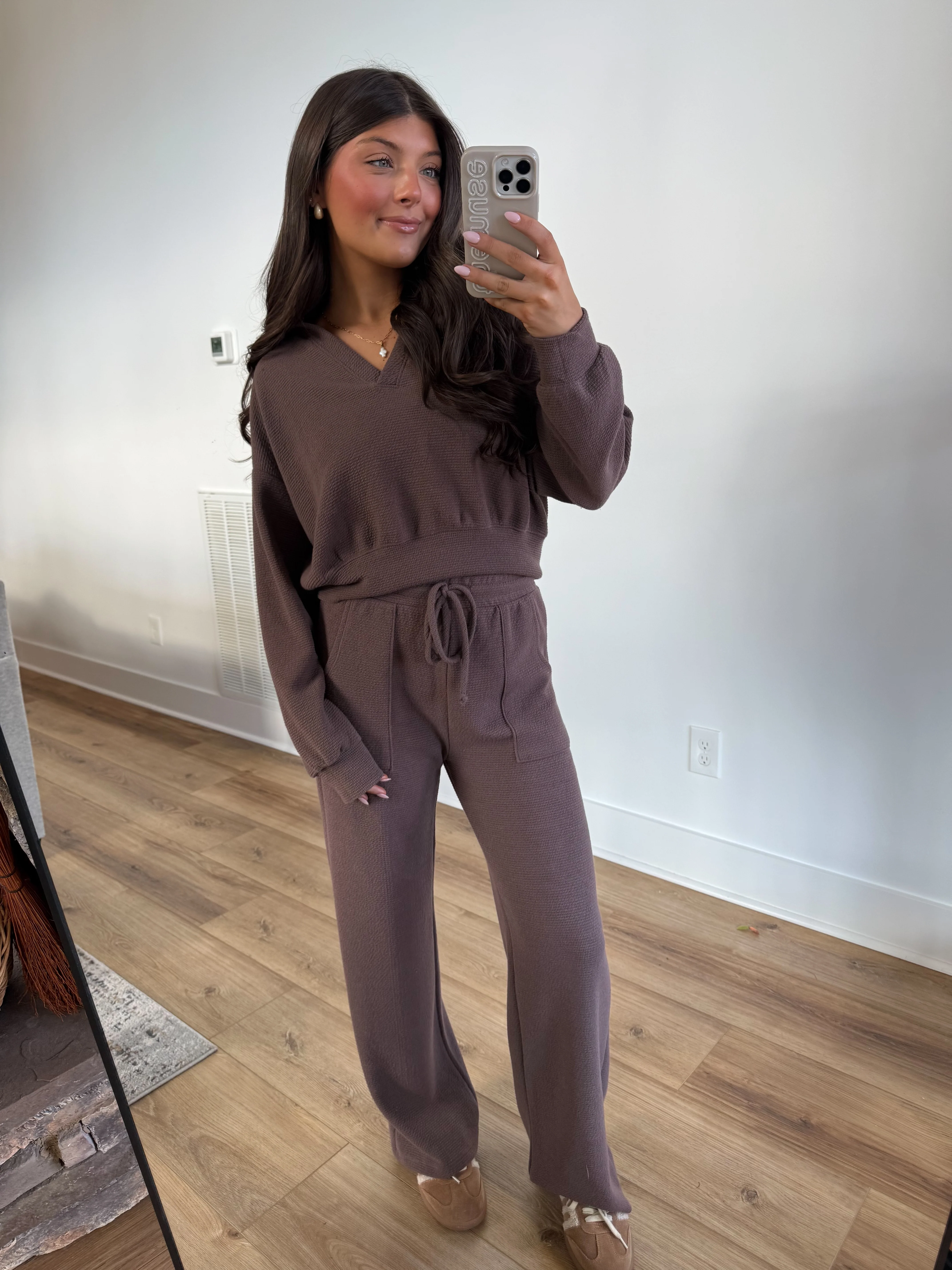 Essential Lounge Collared Top (Brown) - Image 4