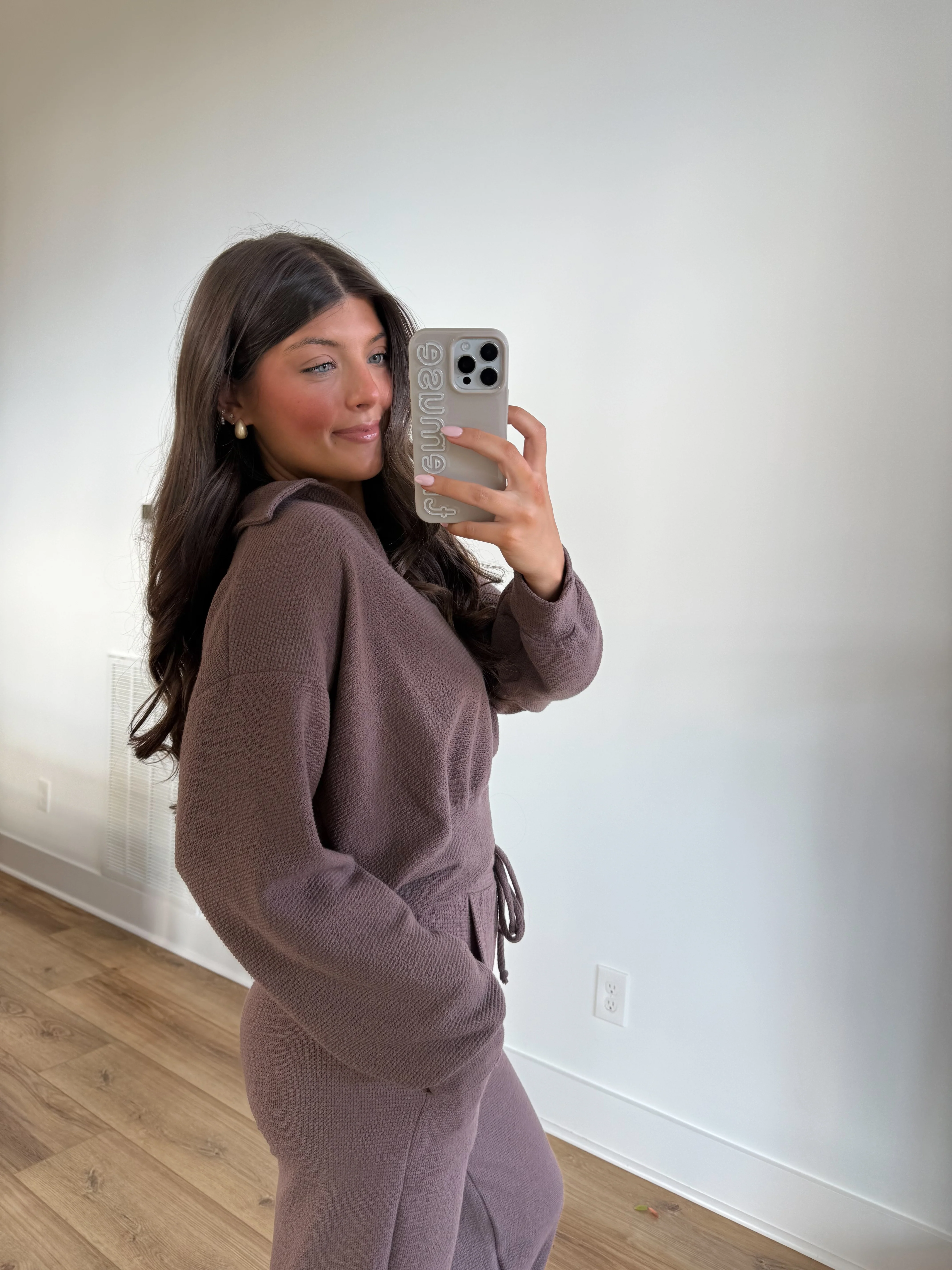 Essential Lounge Collared Top (Brown) - Image 6