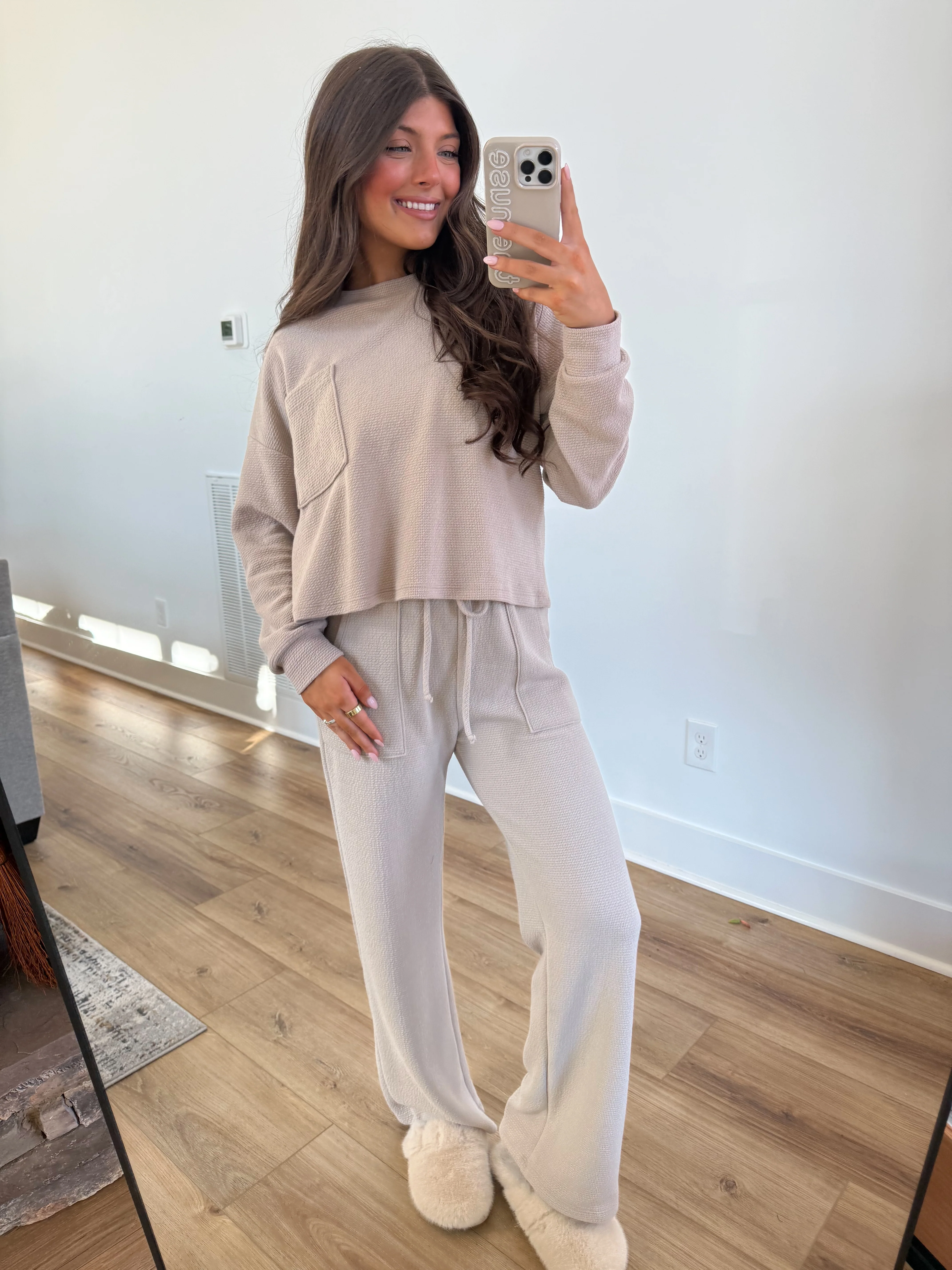 Essential Lounge Long Sleeve TOP (Taupe) - Image 2