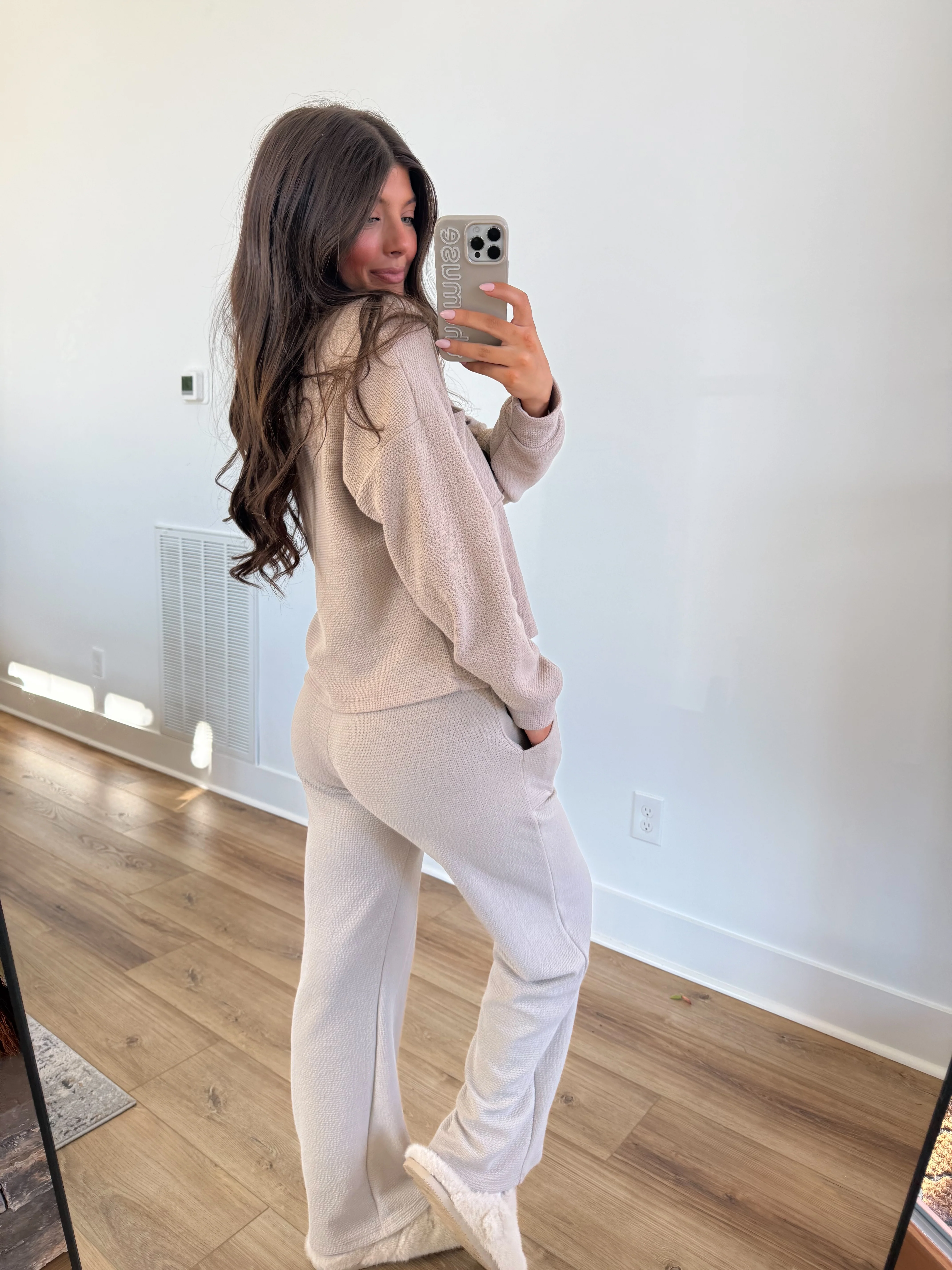 Essential Lounge Long Sleeve TOP (Taupe) - Image 3