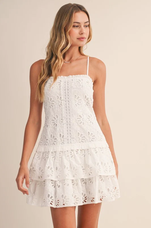 Eyelet Drop Waist Mini Dress - Image 5
