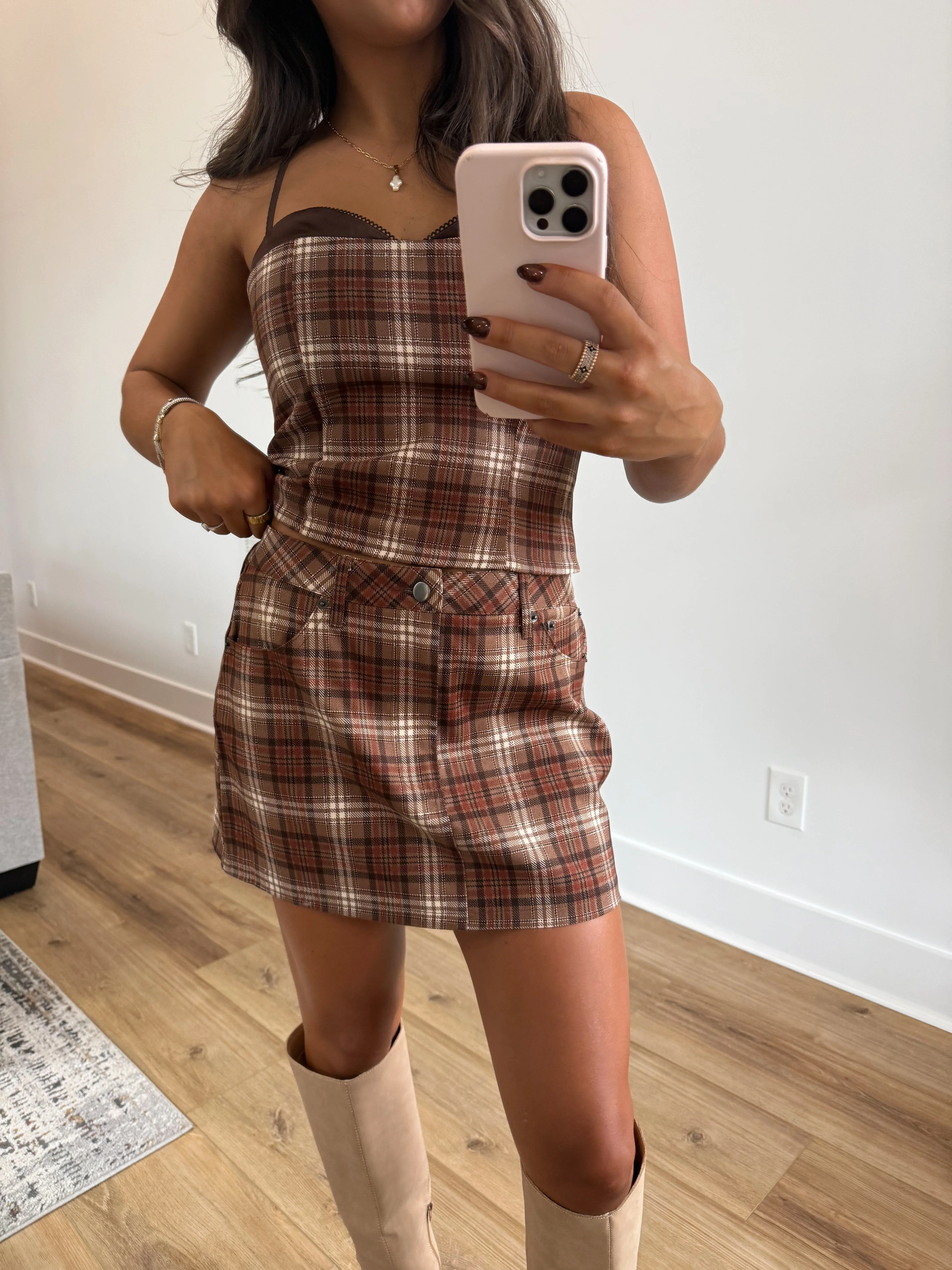 Fall Plaid Skirt Set - Image 3