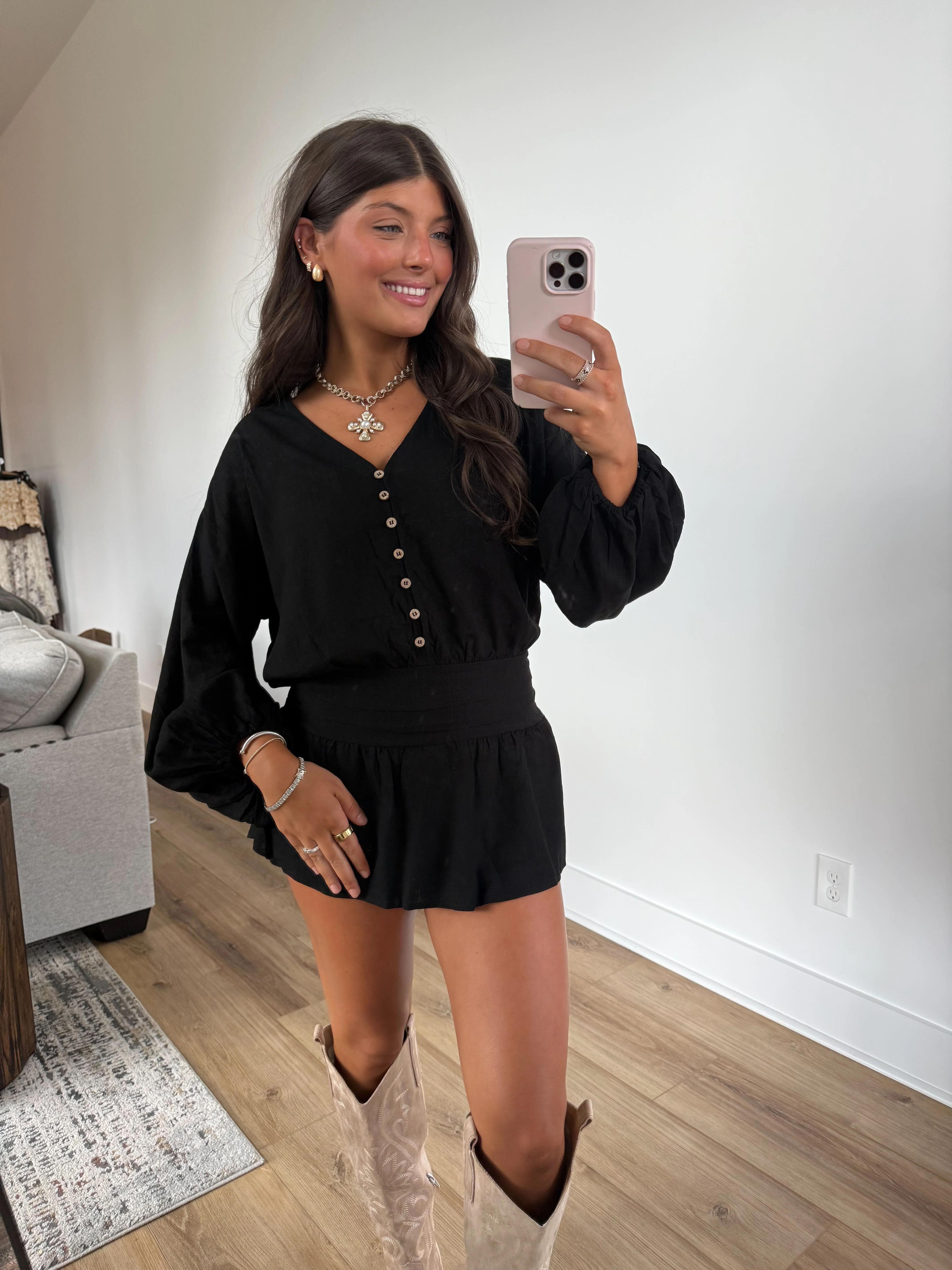 Falling Leaves Romper (Black) - Image 5