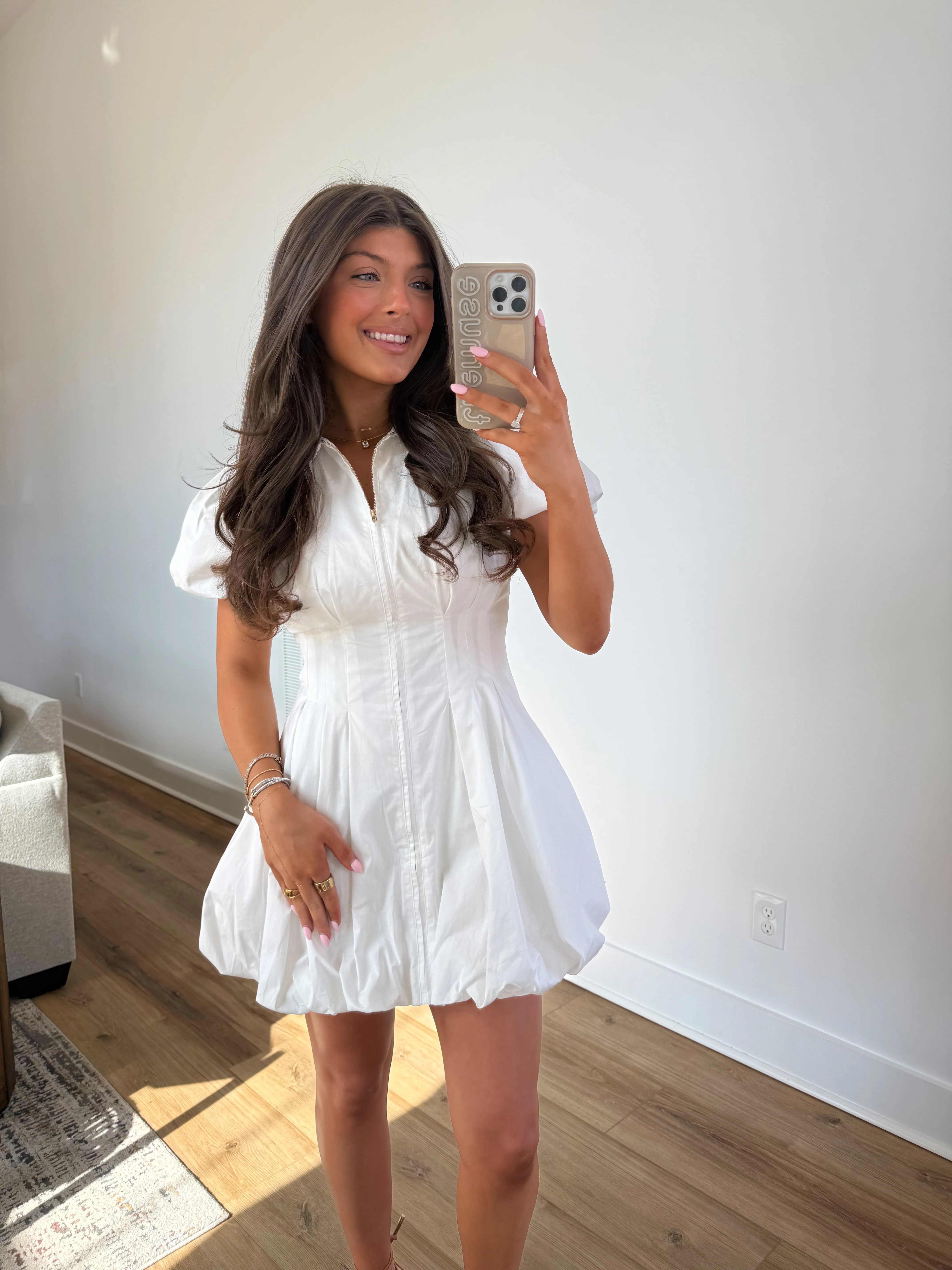 Flutter Mini Dress (White) - Image 3