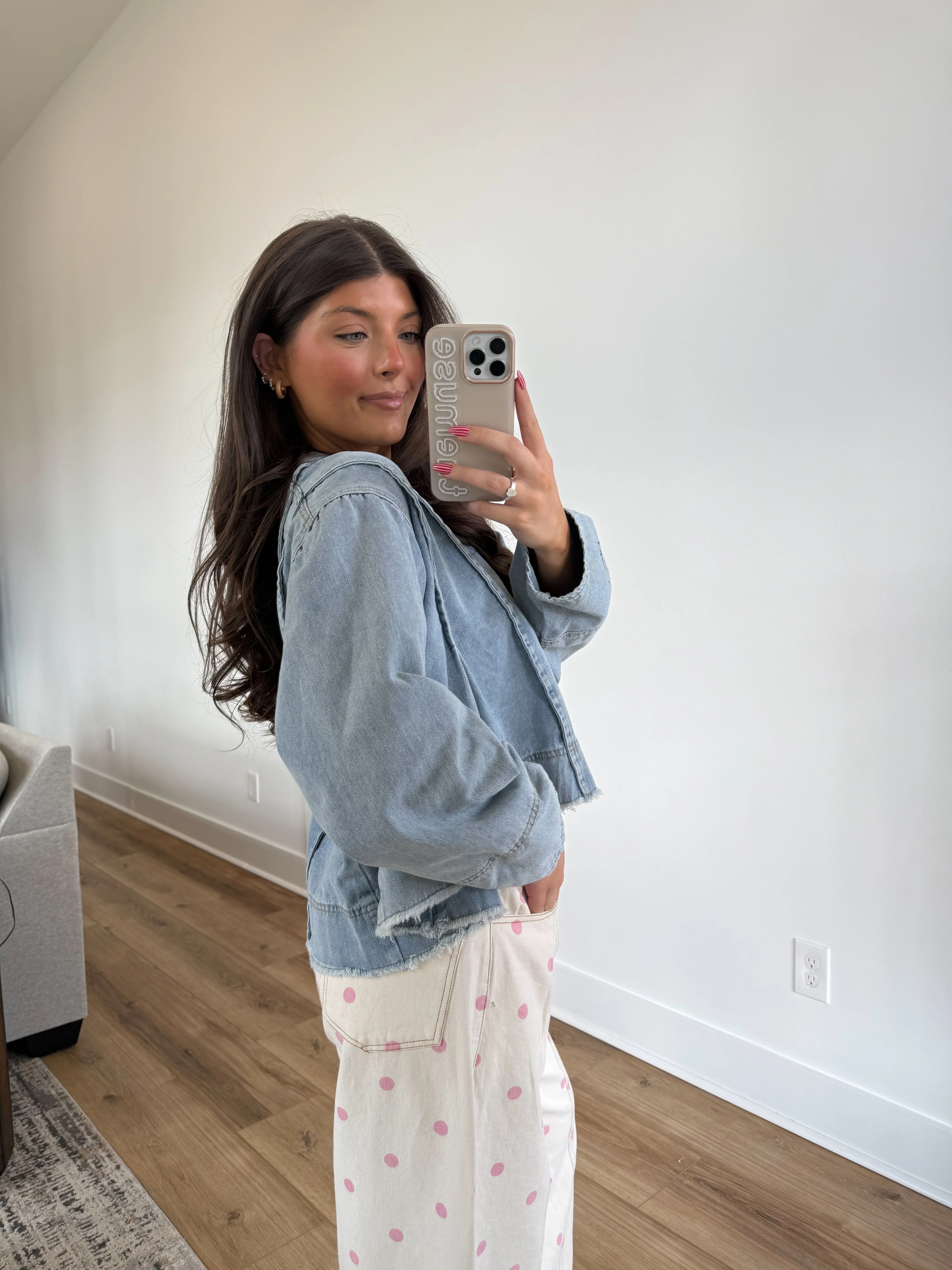 Frayed Hem Denim Top - Image 3