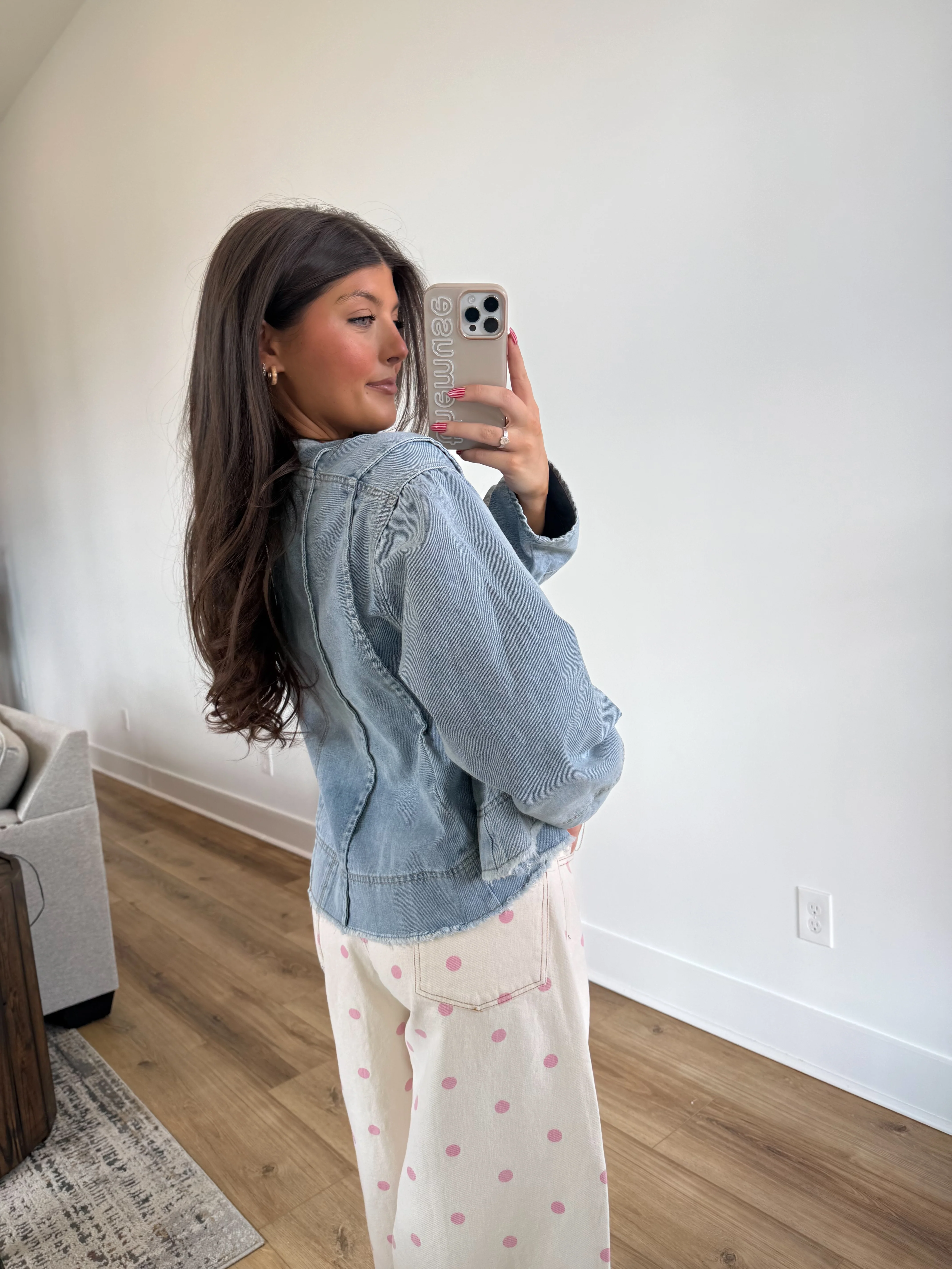 Frayed Hem Denim Top - Image 4