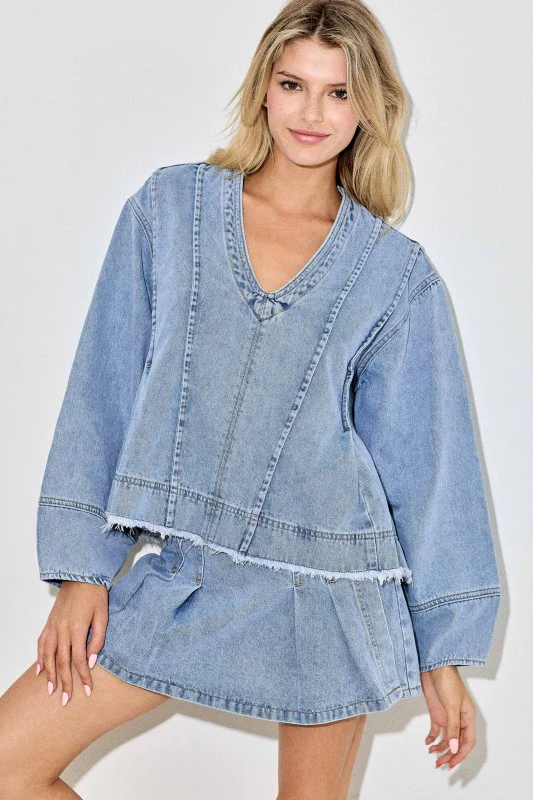 Frayed Hem Denim Top - Image 6