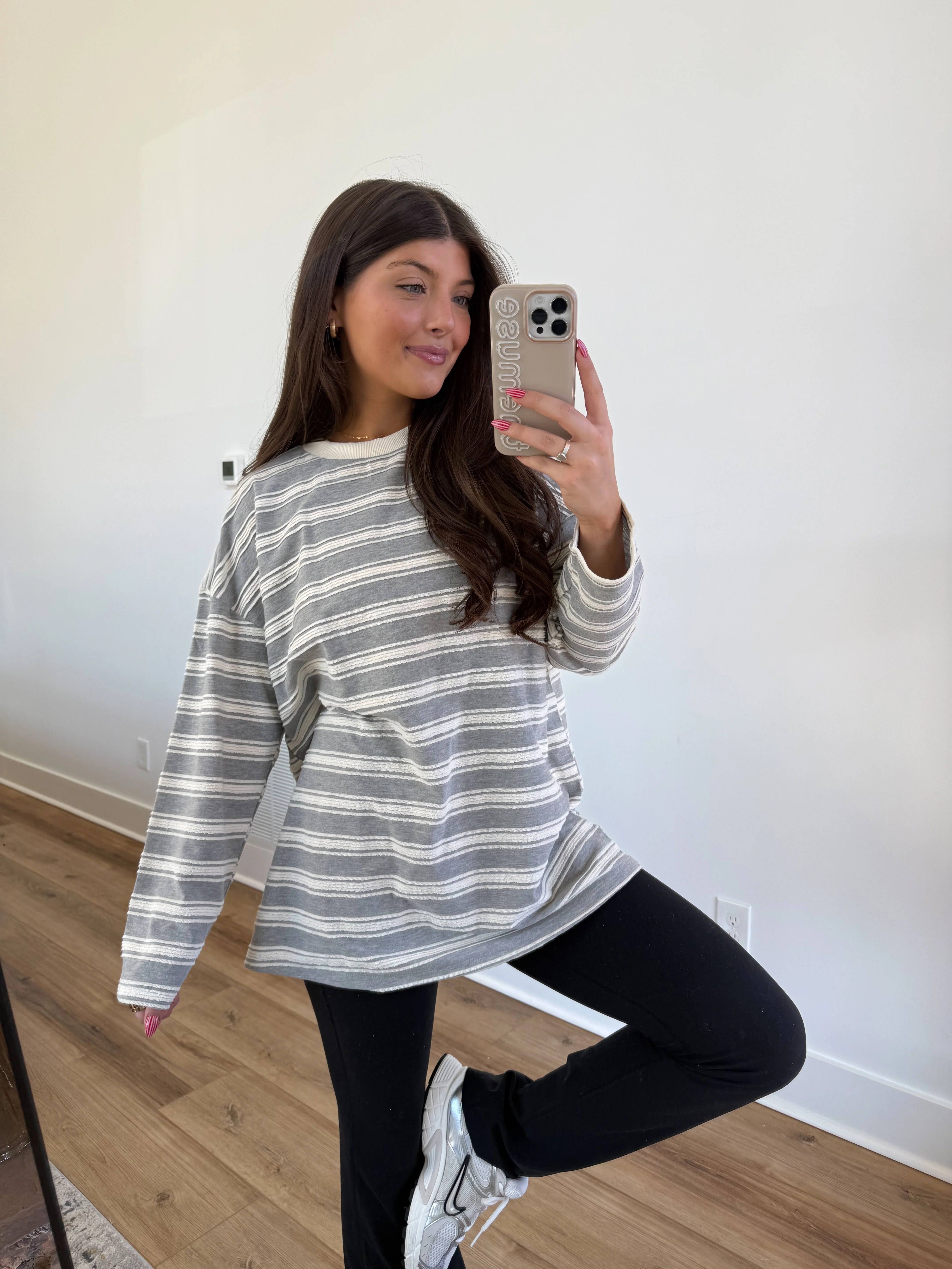 Frosted Stripe Top (Grey)