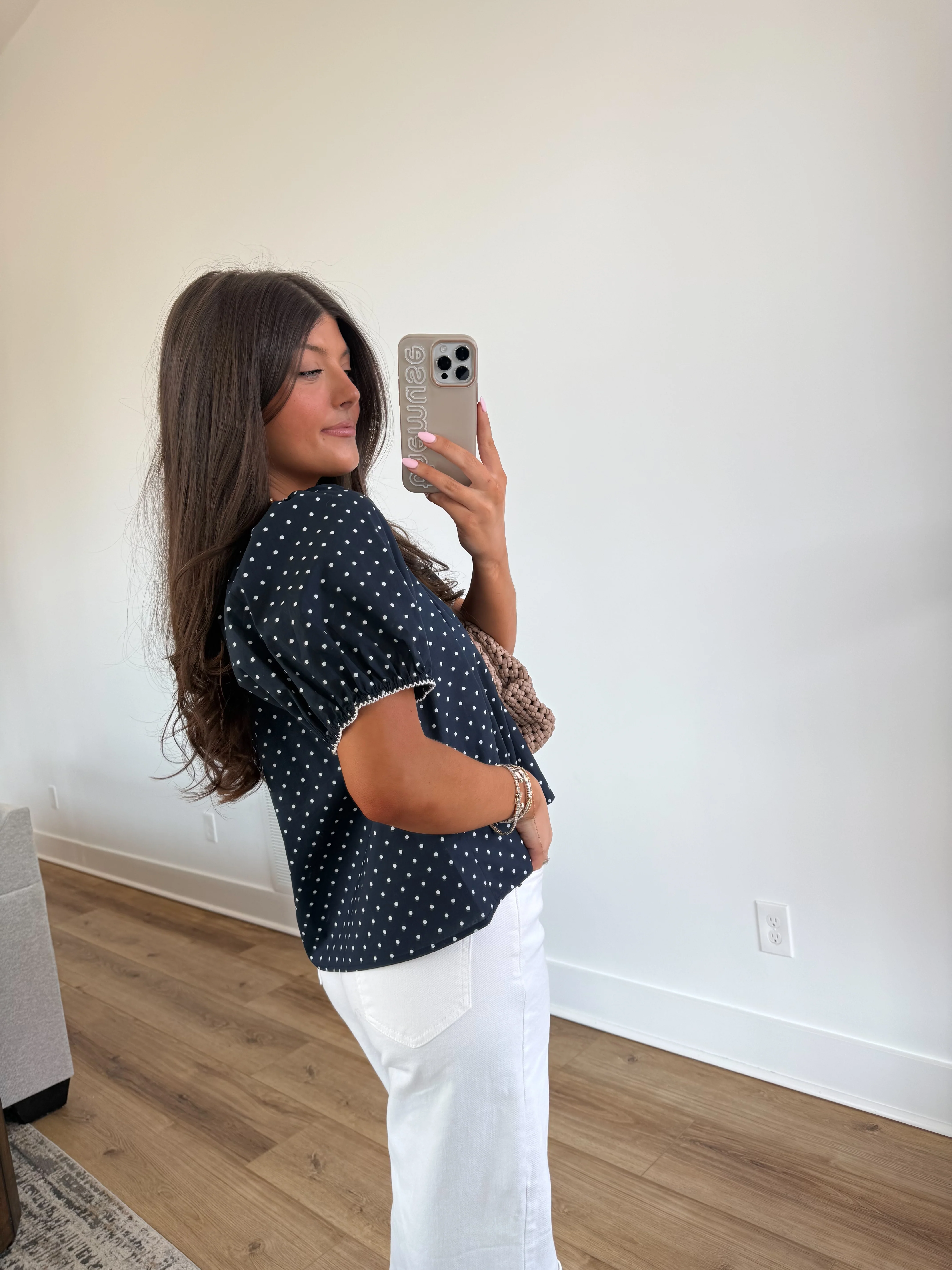 Polka Dot Button Top (Navy)(Restock) - Image 4