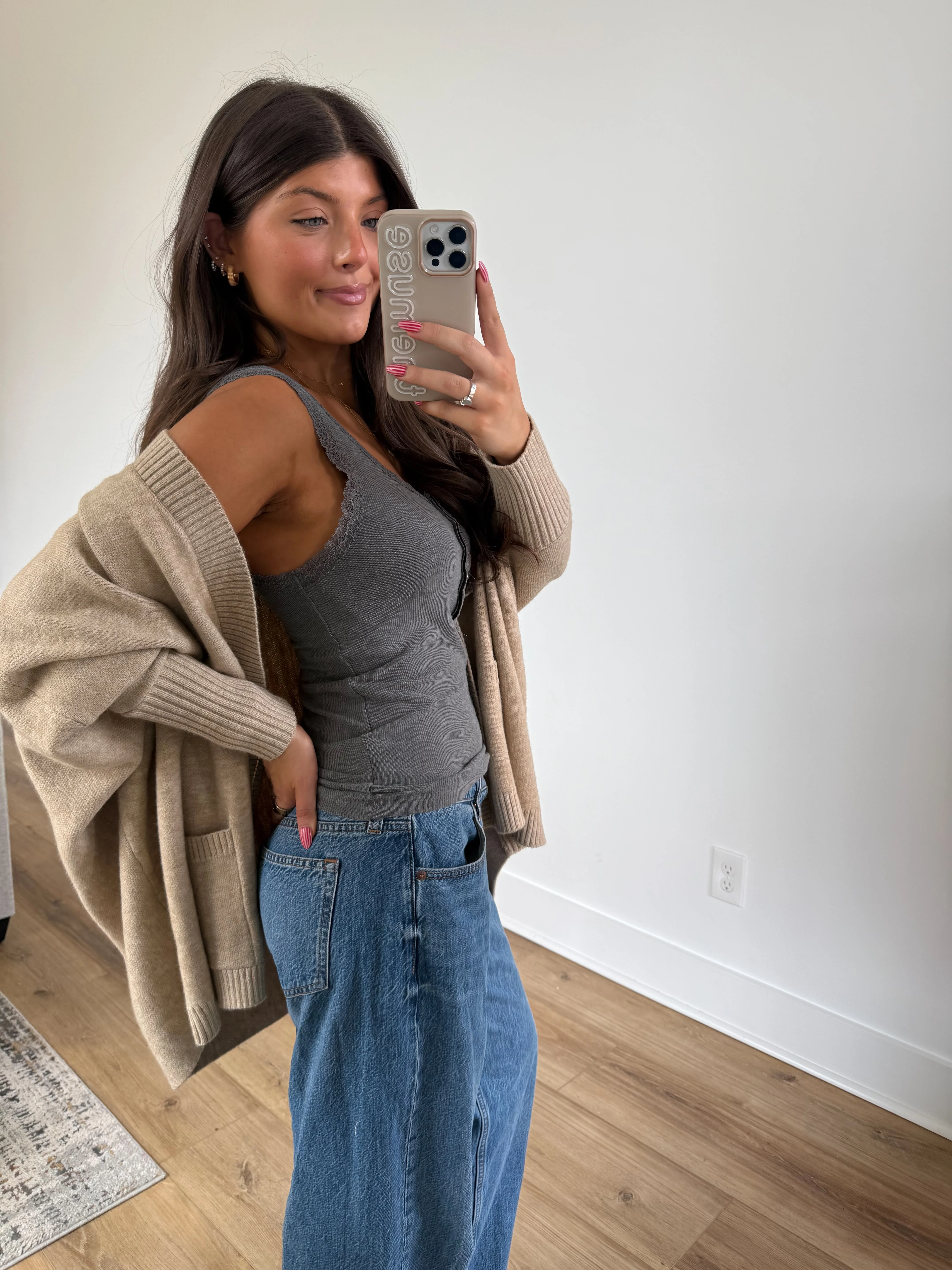 Grey Lace Trim Tank - Image 3