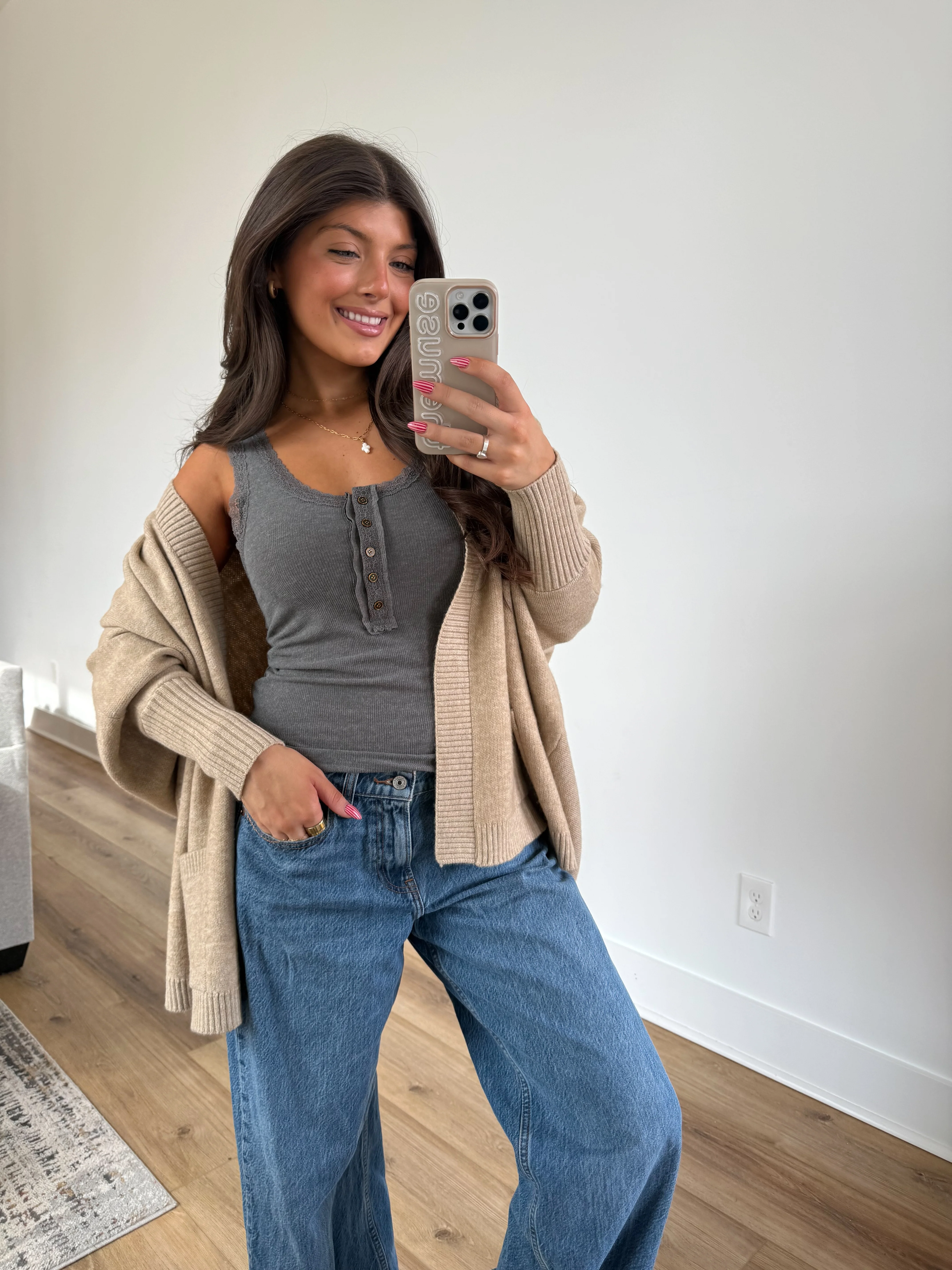 Grey Lace Trim Tank - Image 4
