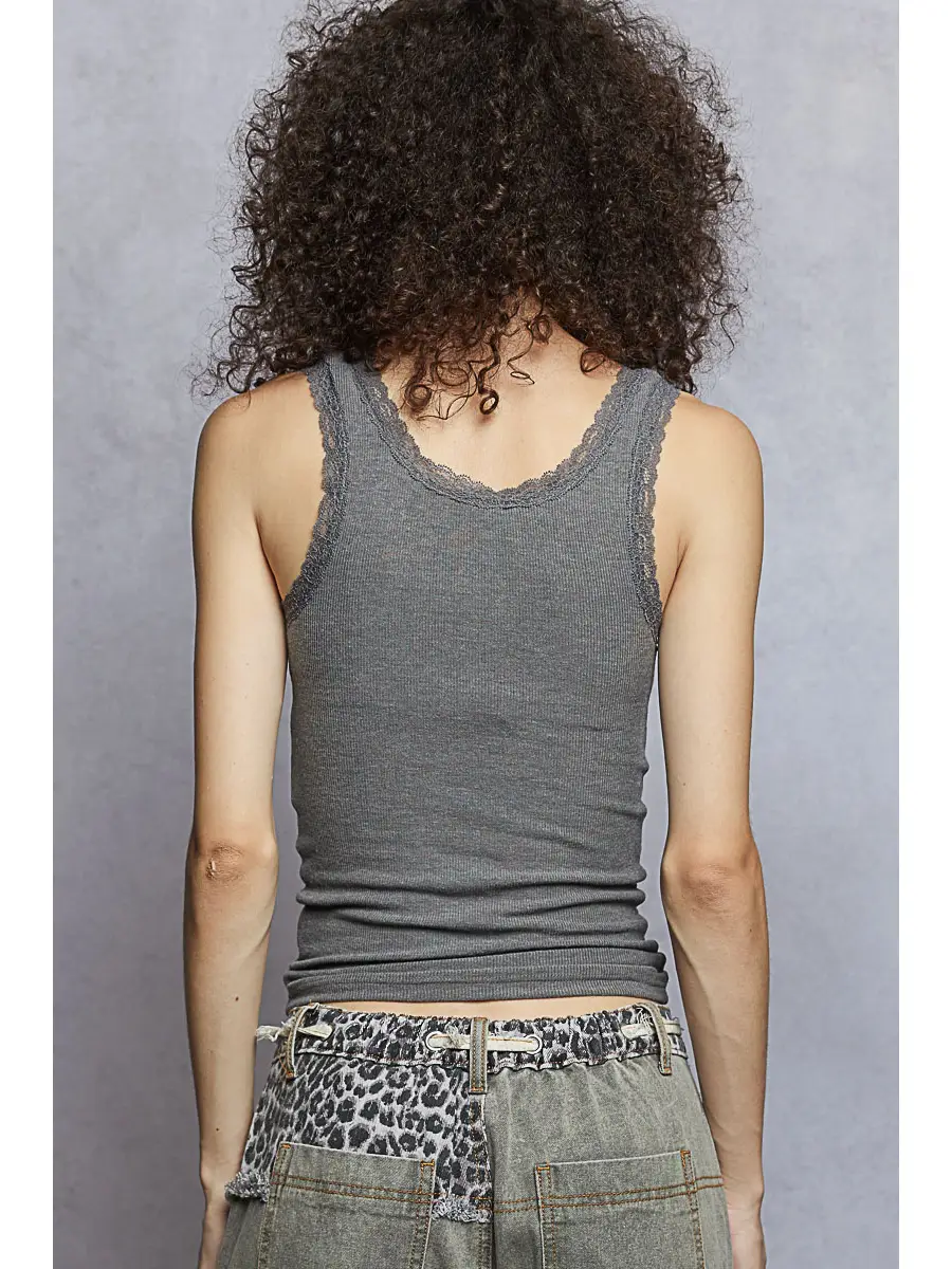 Grey Lace Trim Tank - Image 6