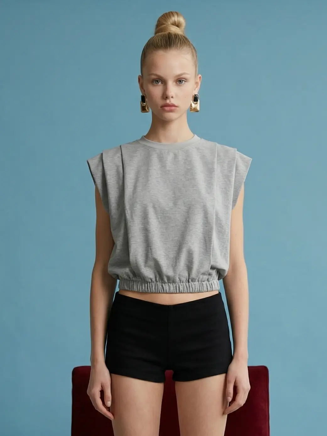 Grey Staple Muscle Top - Image 4