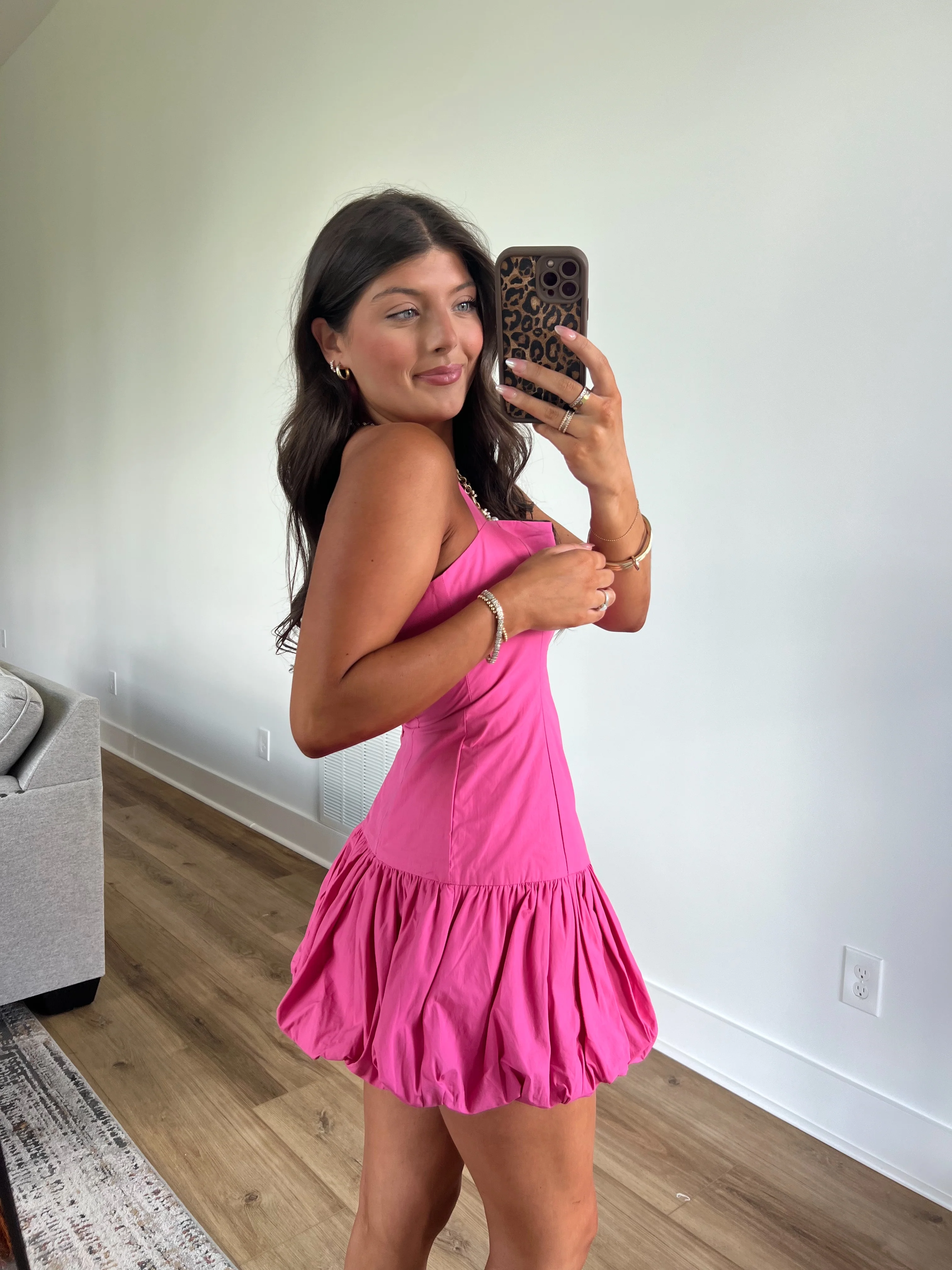 Hot Pink Spring Rose Mini Dress - Image 2