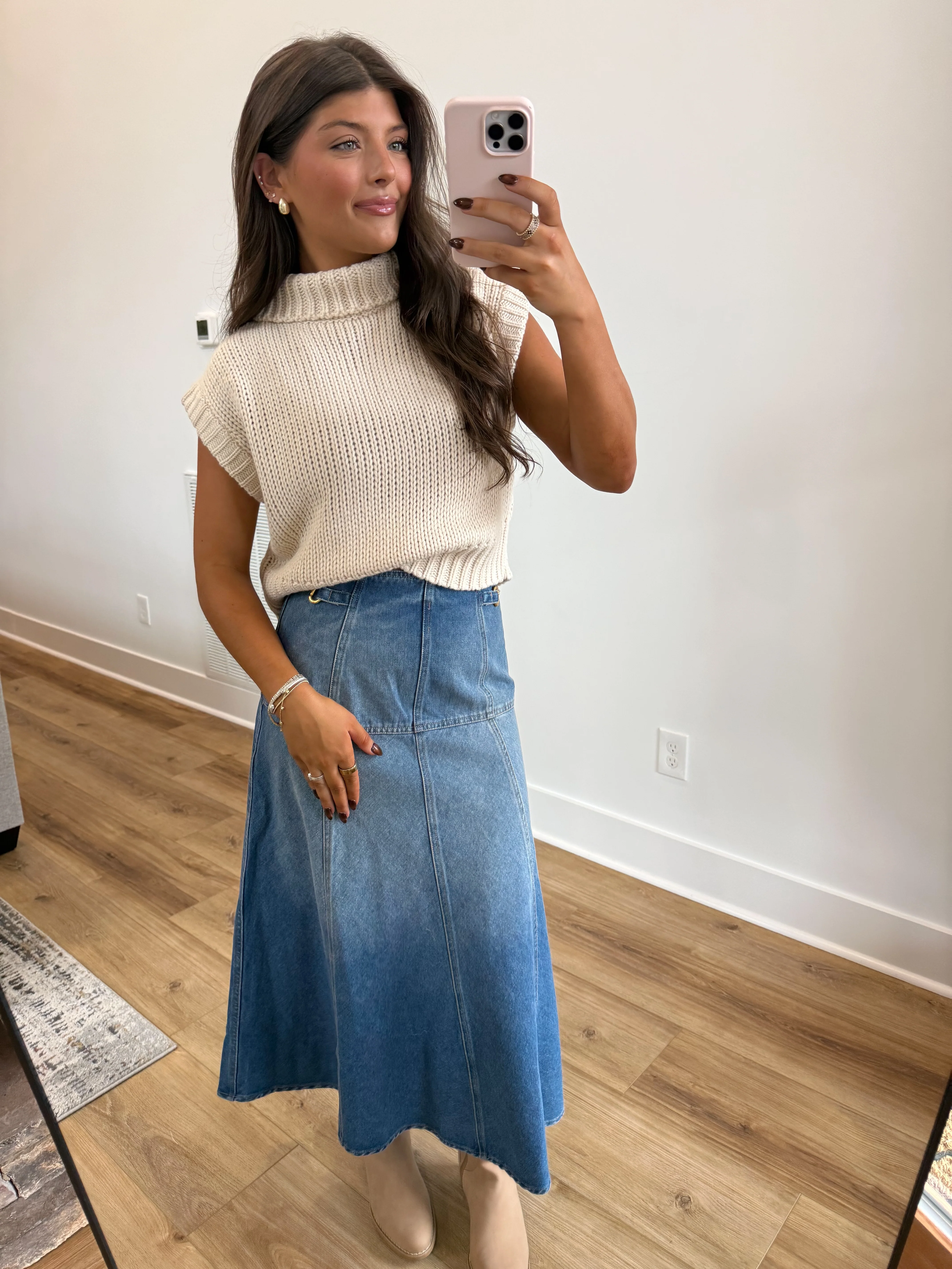 In The Details Denim Midi Skirt - Image 3