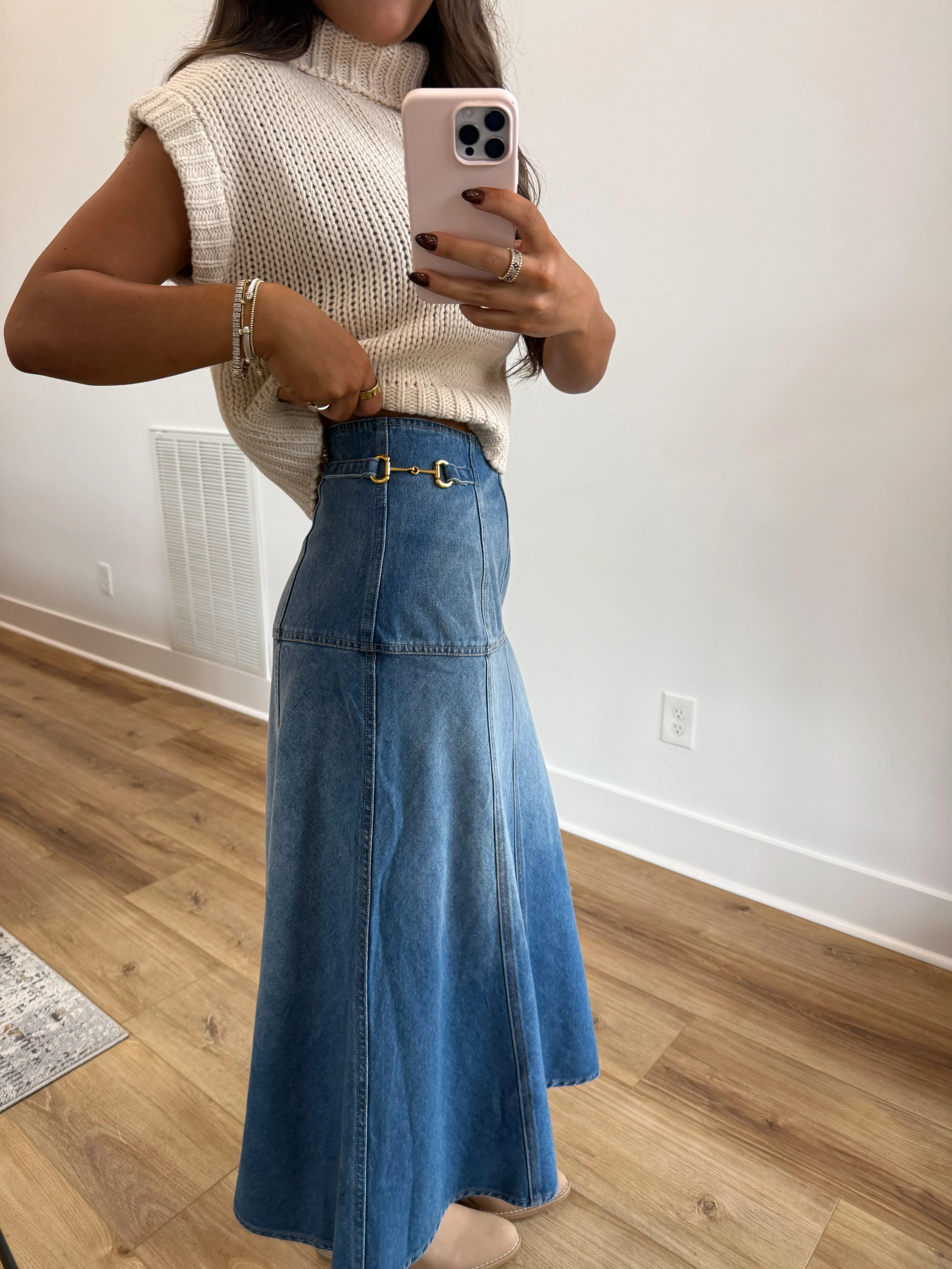 In The Details Denim Midi Skirt - Image 4