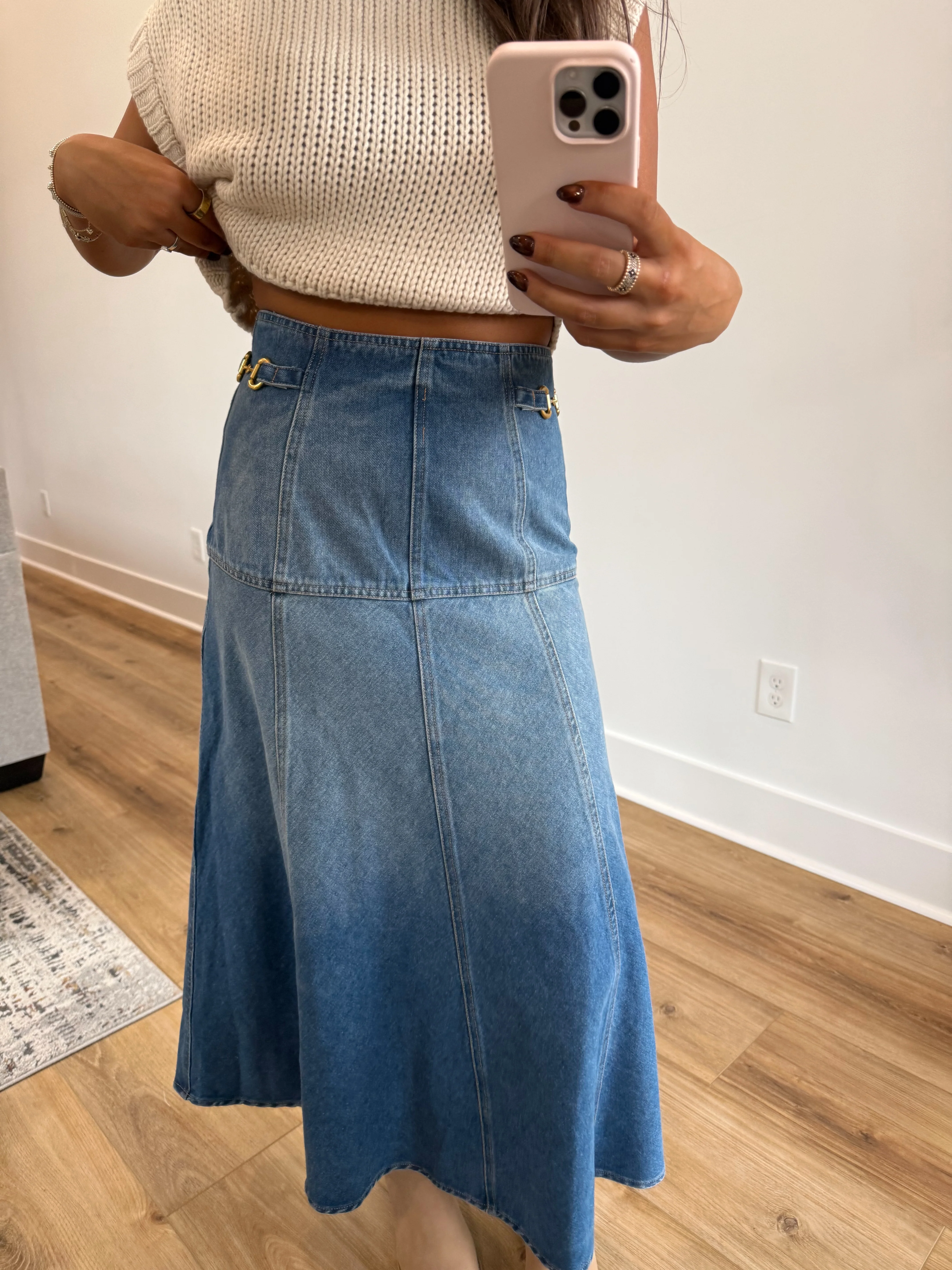 In The Details Denim Midi Skirt - Image 6