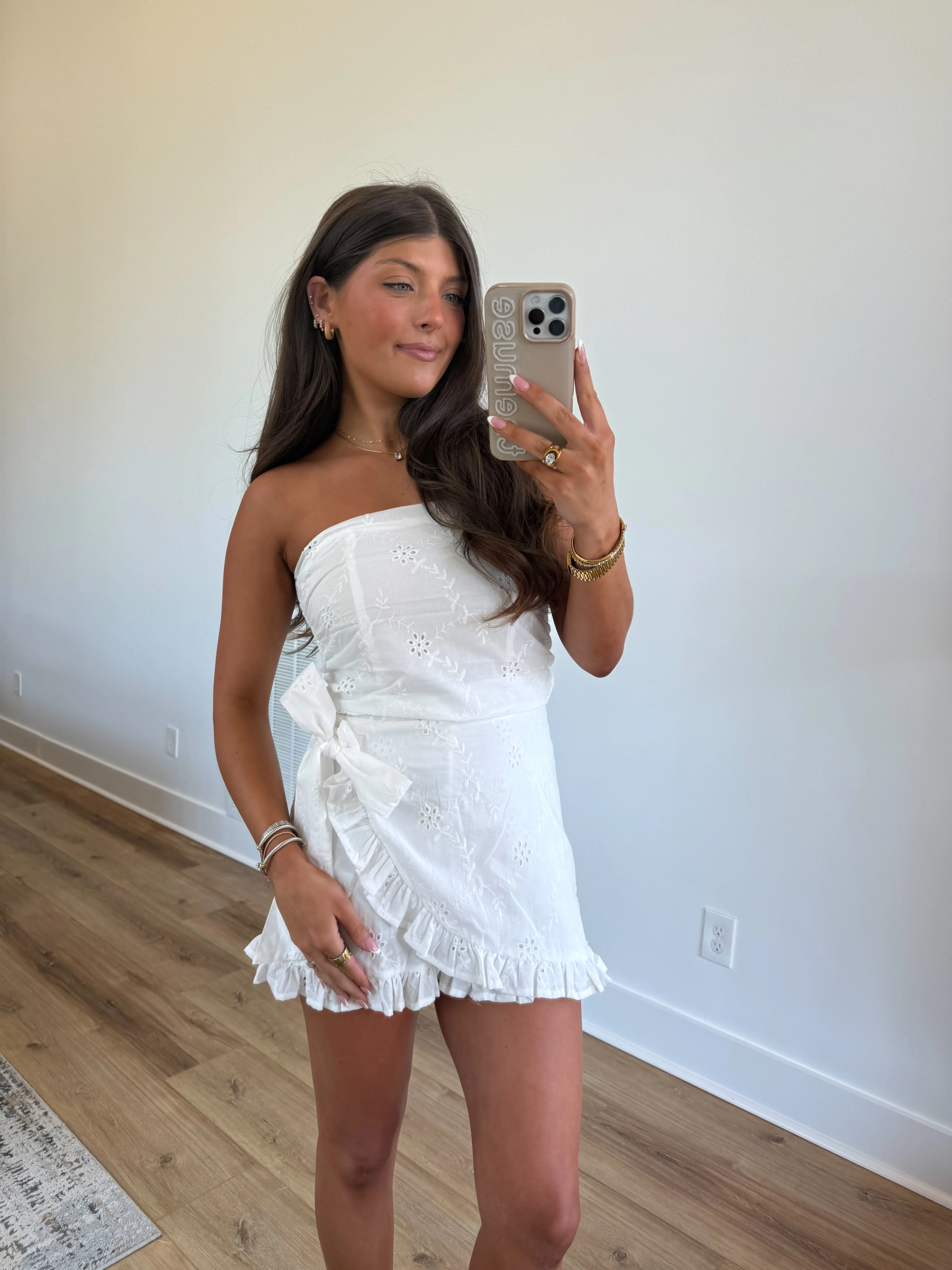 Ivory Eyelet Wrap Romper - Image 2