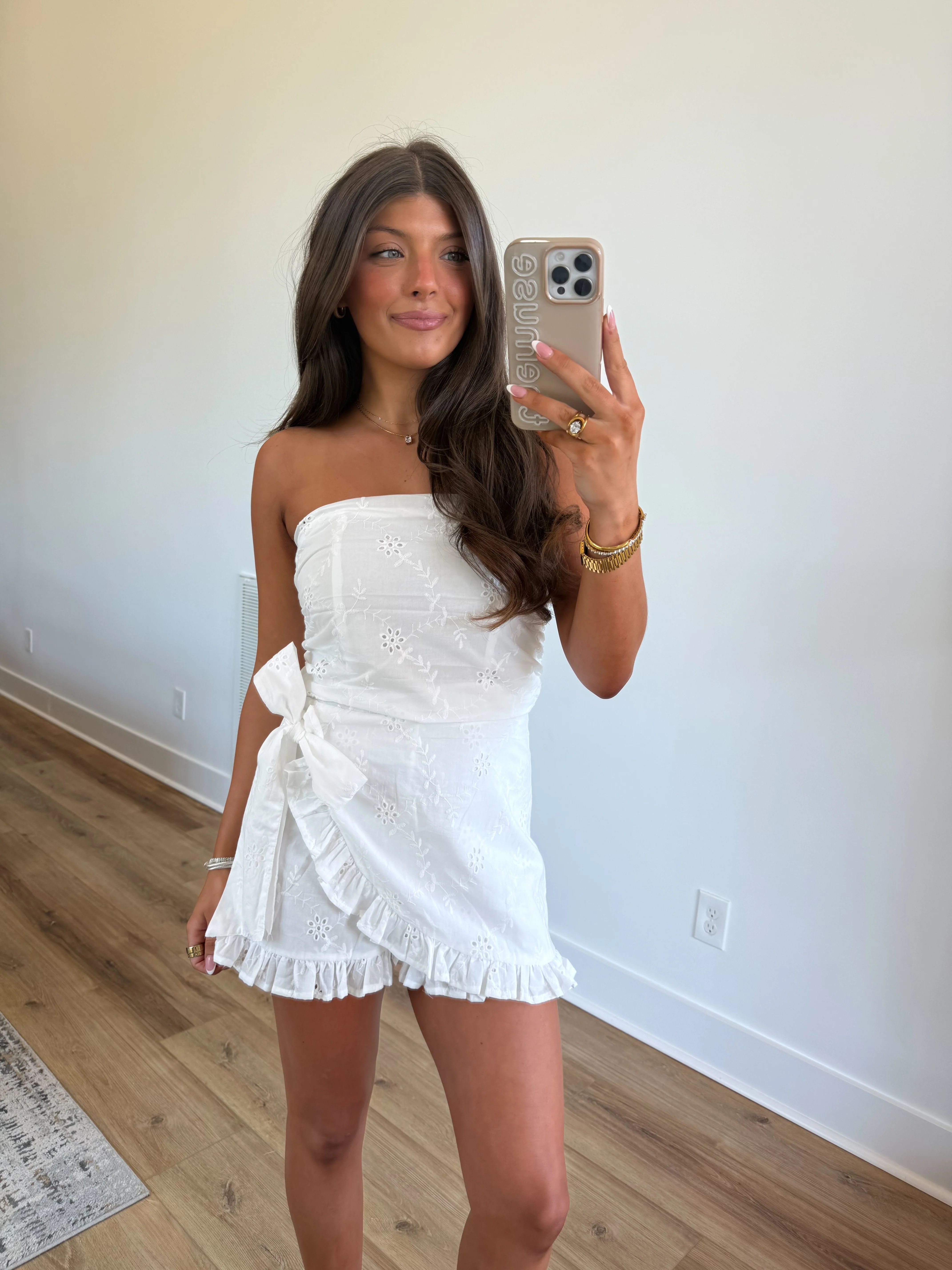 Ivory Eyelet Wrap Romper - Image 4