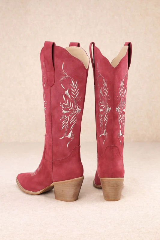 Ken Suede Cowgirl Boots (Red) - Image 4